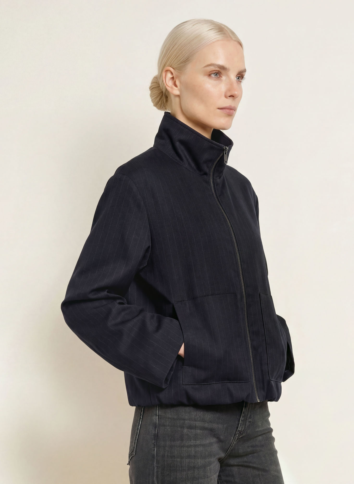 ELIAS RUMELIS Blouson BRITTI: DONKERBLAUW / GRIJS