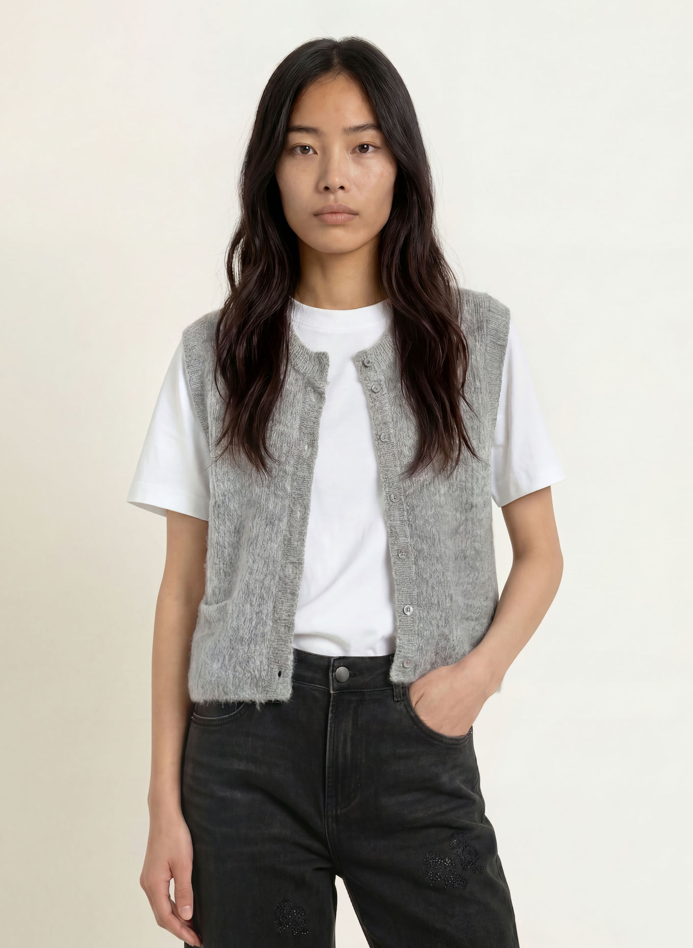 ELIAS RUMELIS Gilet en maille ADITI: GRIS
