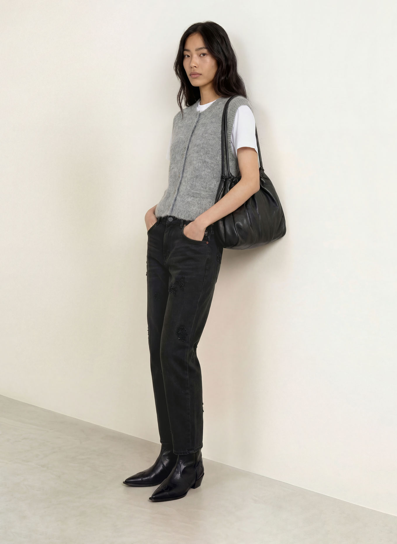 ELIAS RUMELIS Gilet en maille ADITI: GRIS