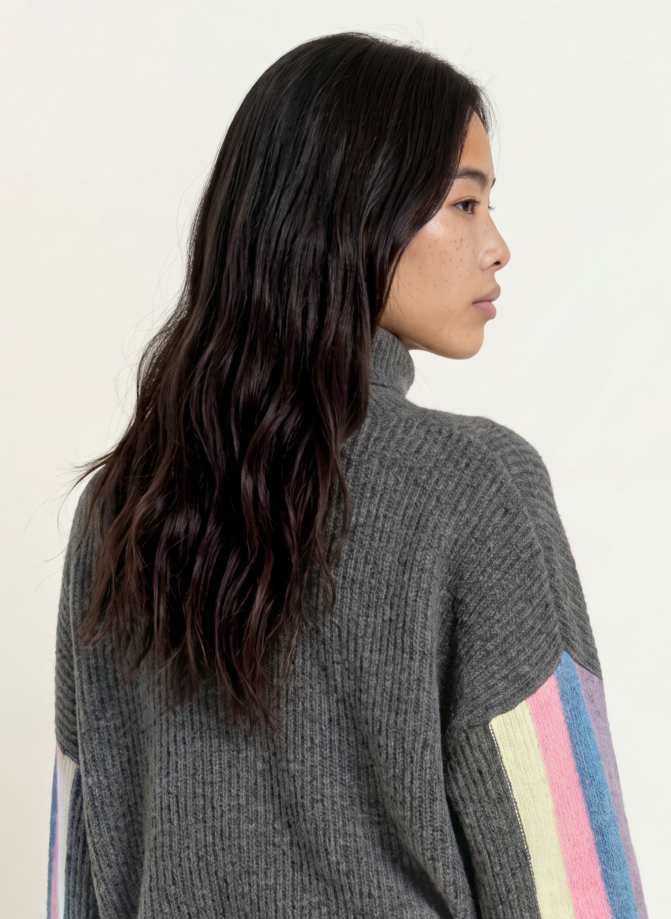 ELIAS RUMELIS Pull à col roulé ANILA: GRIS / LILAS CLAIR / BLEU CLAIR