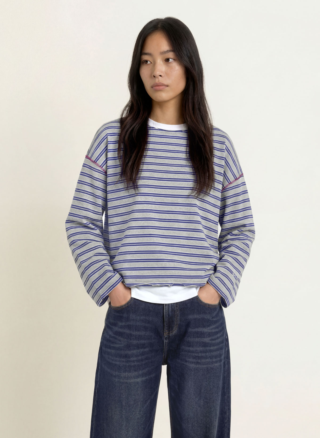 ELIAS RUMELIS T-shirt oversize IRIE: GRIS / BLEU / BLANC