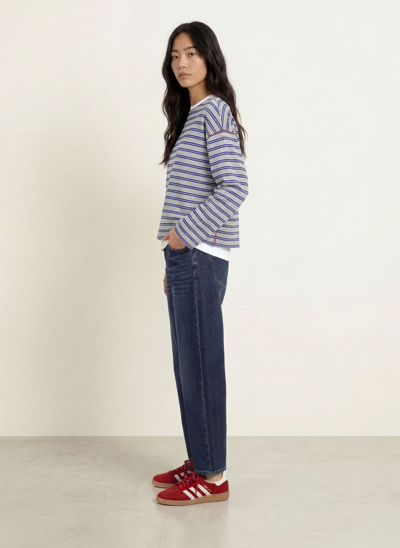 ELIAS RUMELIS T-shirt oversize IRIE: GRIS / BLEU / BLANC