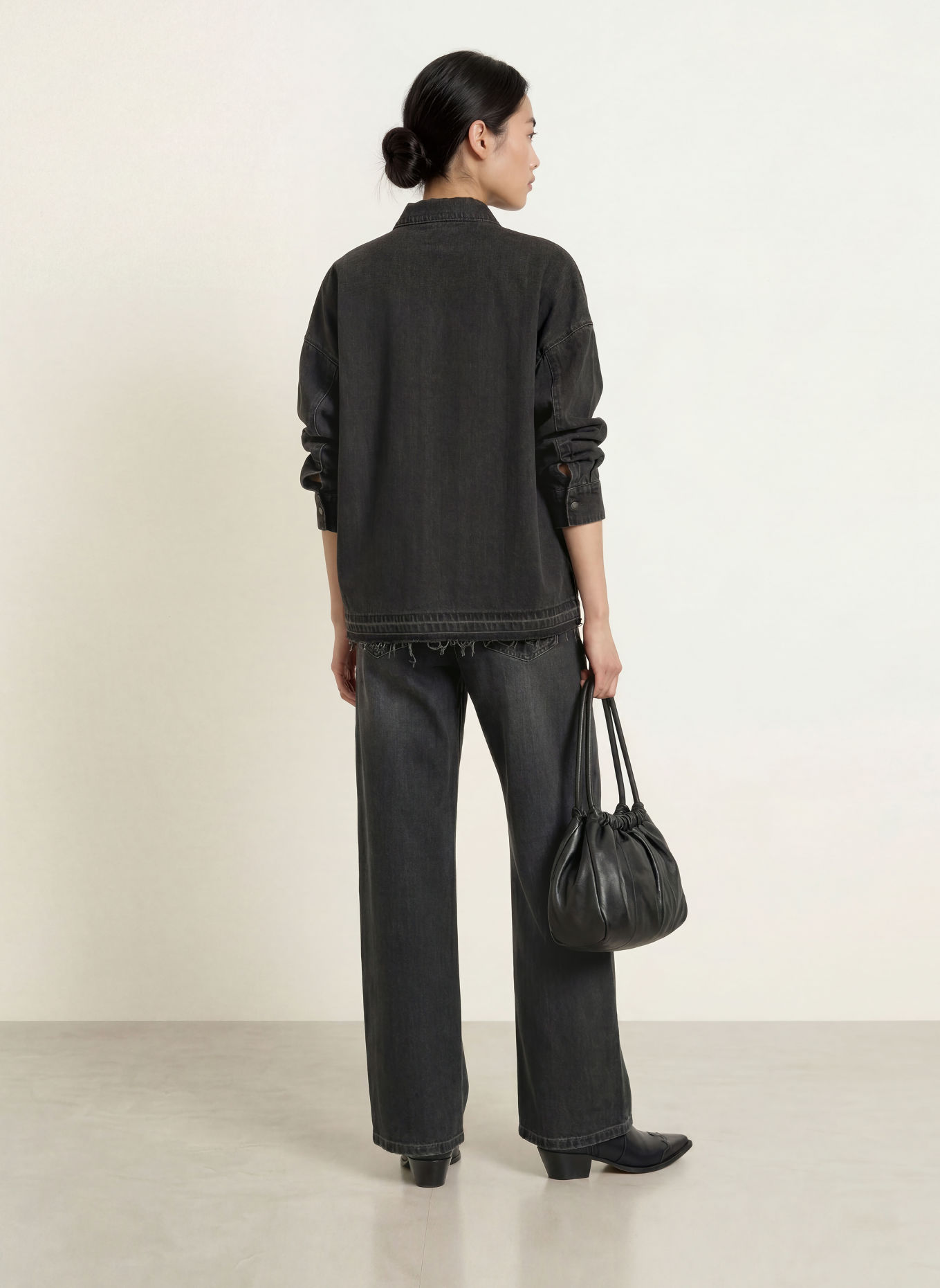ELIAS RUMELIS Oversized-Jeansbluse BRIALY: DUNKELGRAU