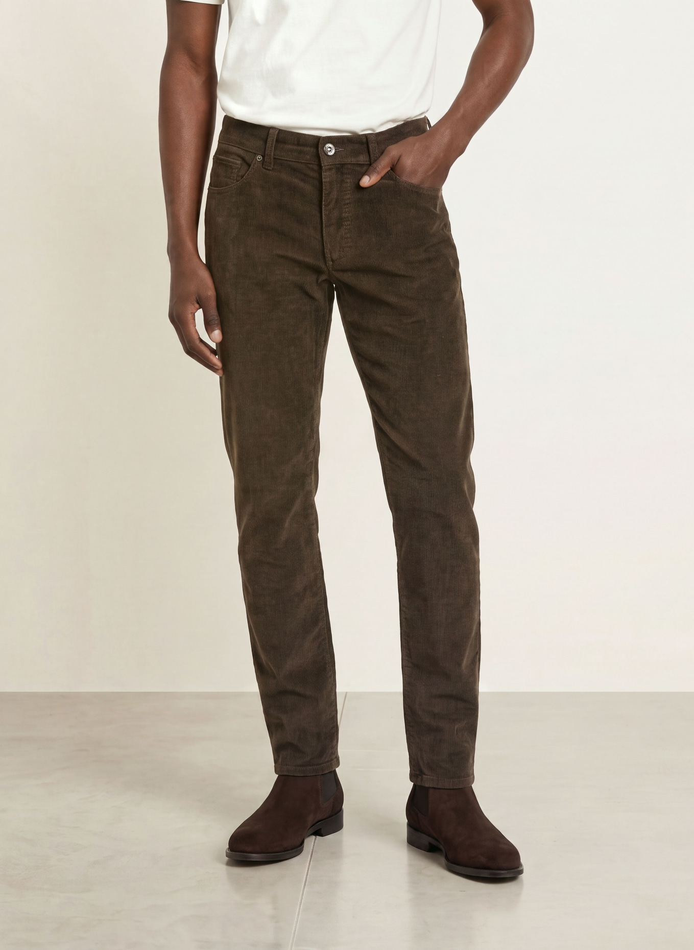 BRAX Pantalon en velours côtelé CADIZ, coupe droite: 53 CHOCOLATE