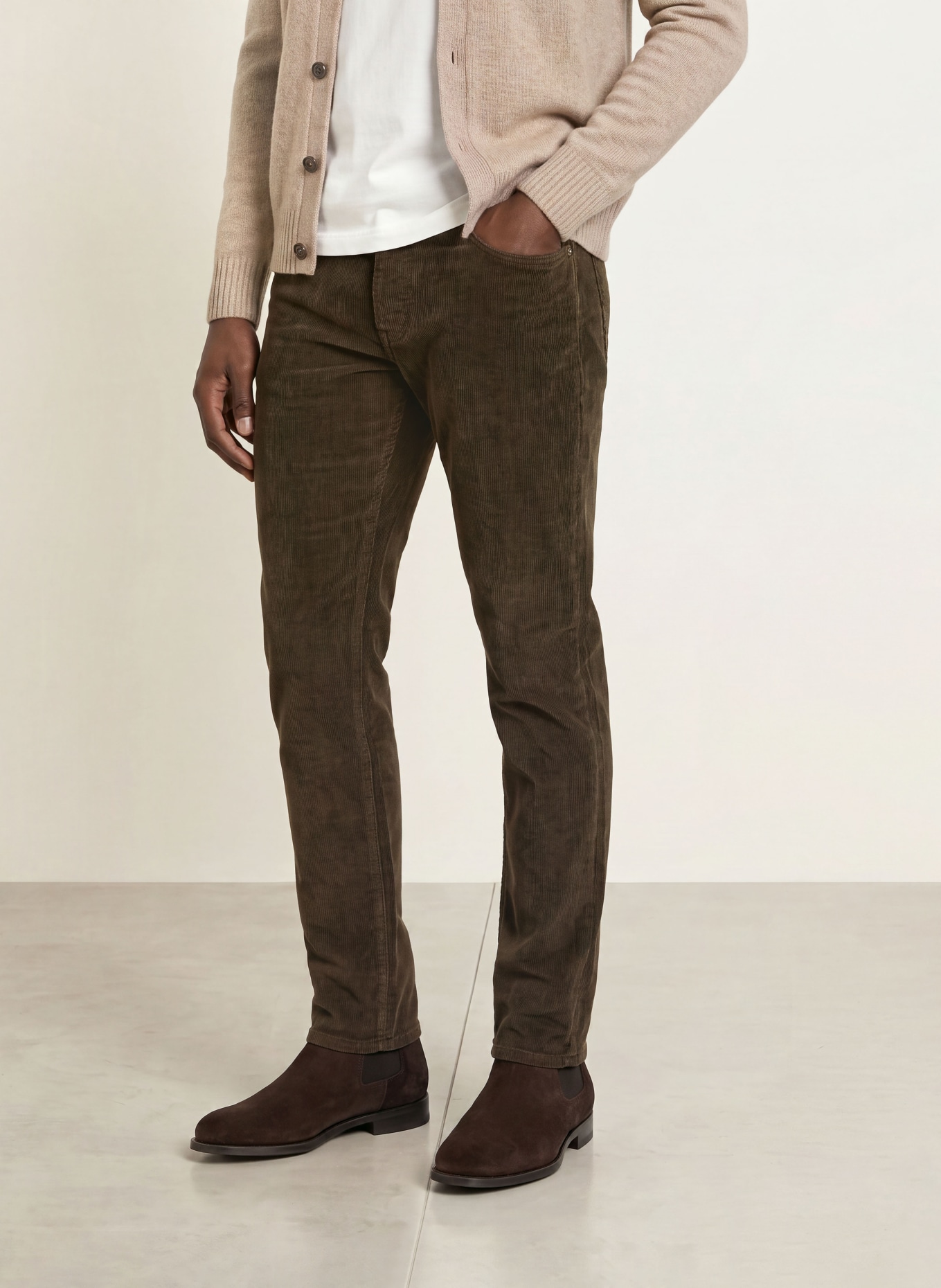 BRAX Pantalon en velours côtelé CADIZ, coupe droite: 53 CHOCOLATE