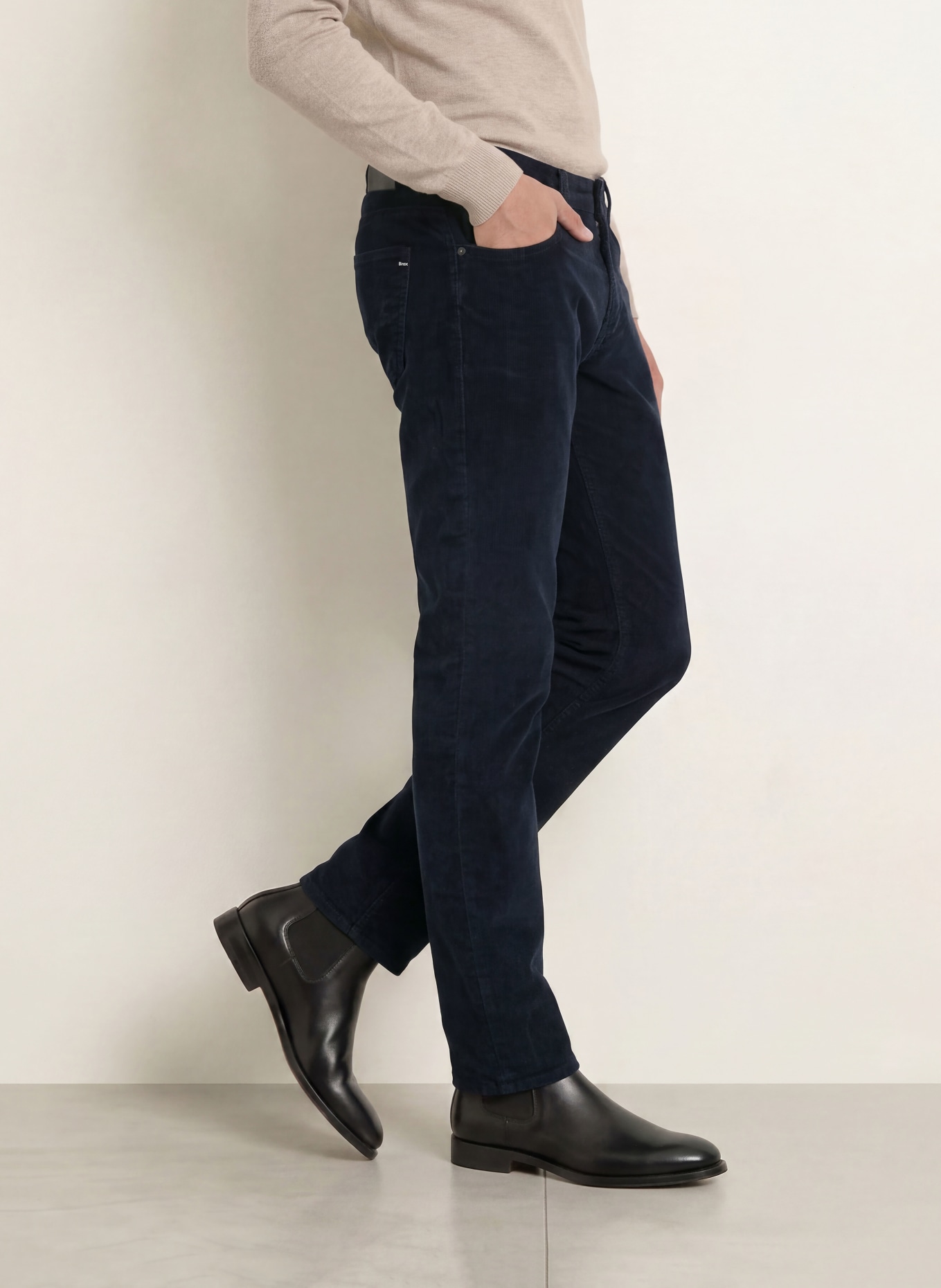 BRAX Pantalon en velours côtelé CADIZ, coupe droite: 22 NIGHT BLUE