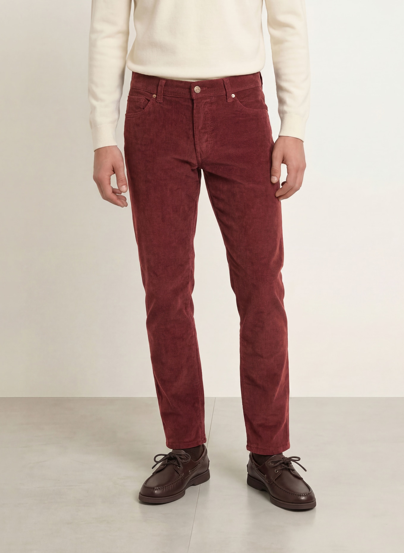 BRAX CADIZ Straight-Fit Corduroy Pants: 42 MERLOT