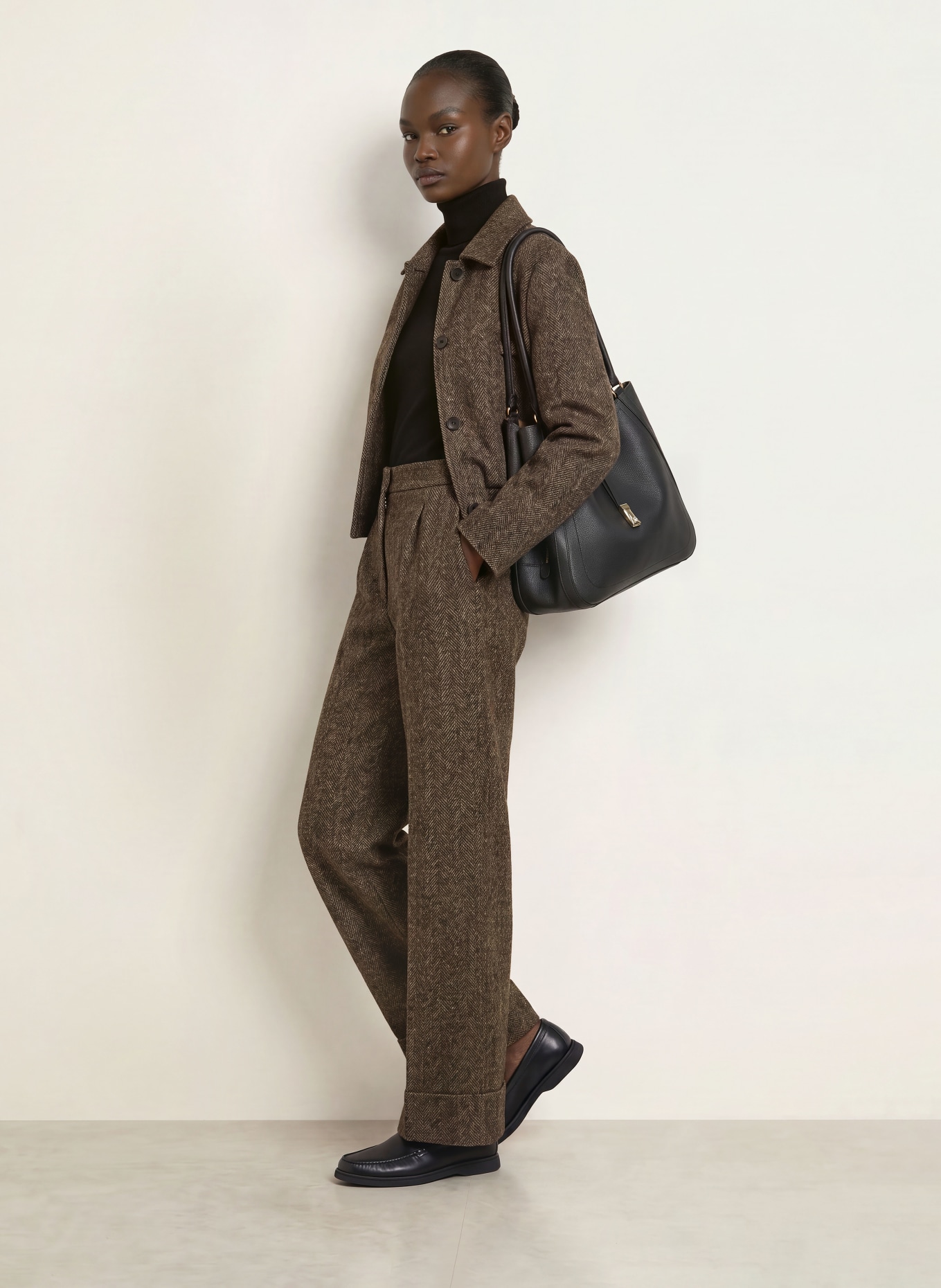BOSS Pantalon palazzo TIANARA: MARRON FONCÉ / MARRON CLAIR