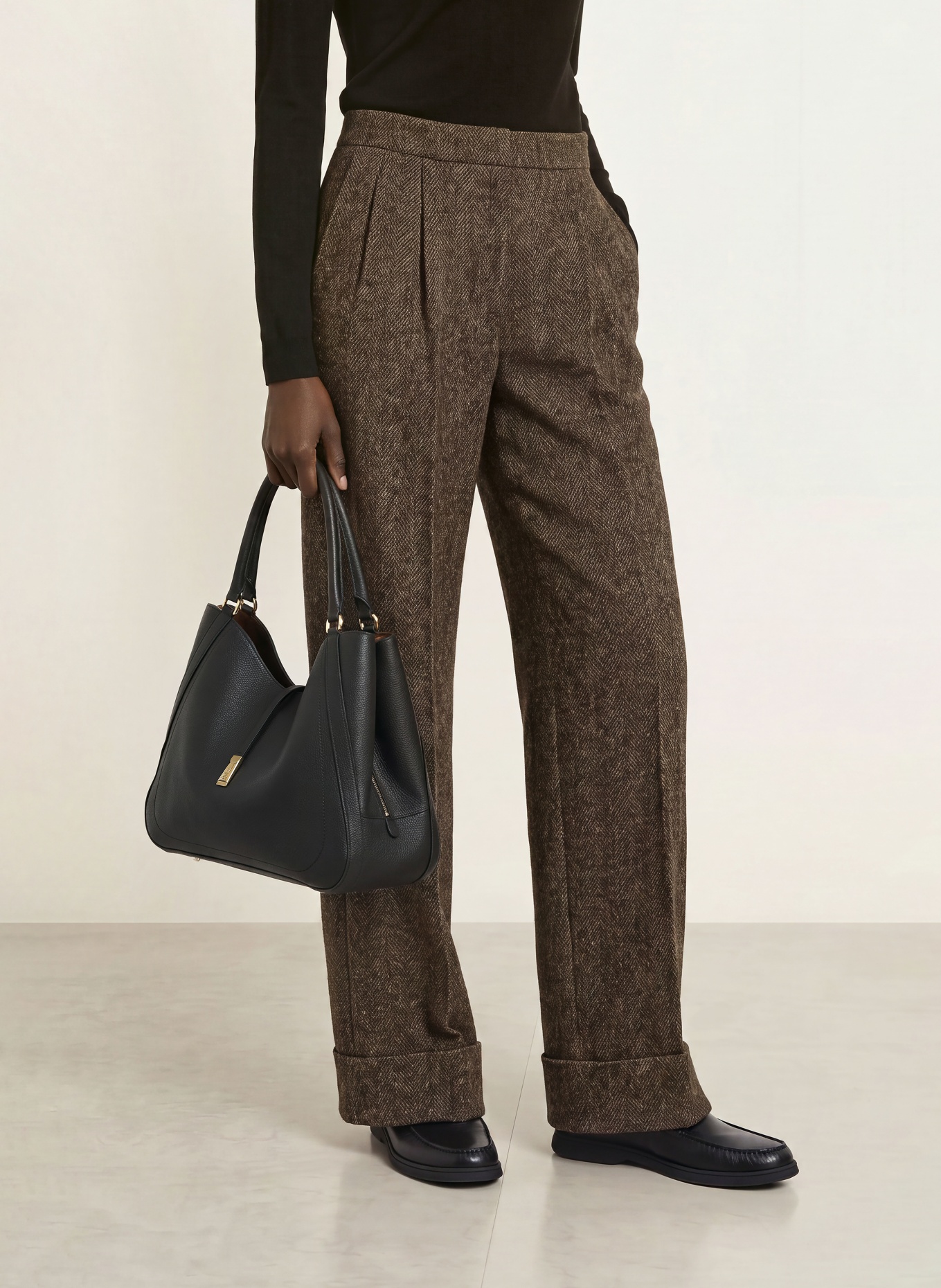 BOSS Pantalon palazzo TIANARA: MARRON FONCÉ / MARRON CLAIR
