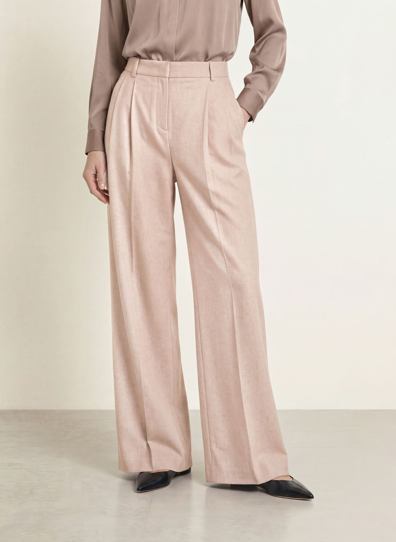 BOSS Marlenehose TIANA aus Flanell: HELLBRAUN