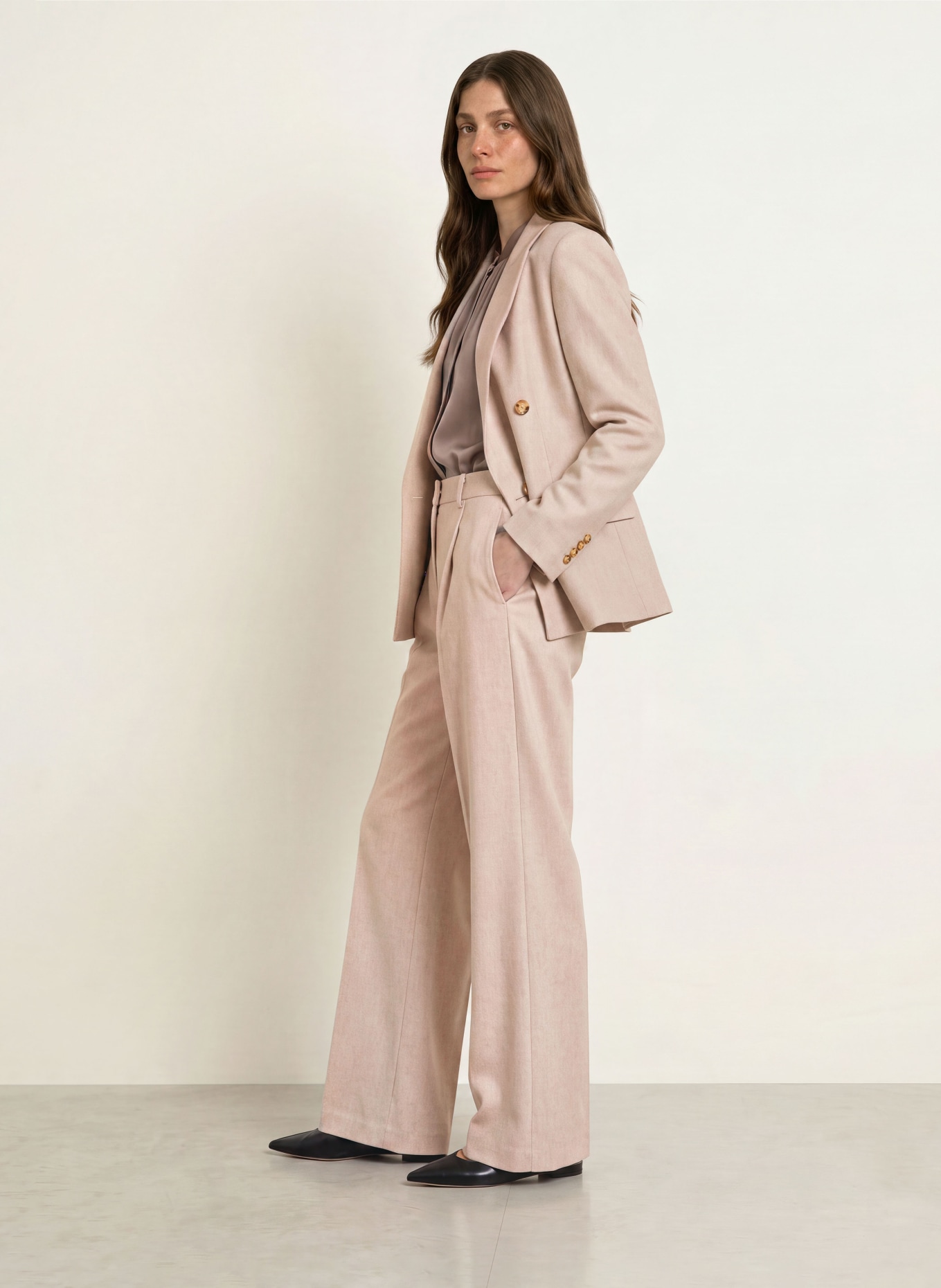 BOSS Marlenehose TIANA aus Flanell: HELLBRAUN