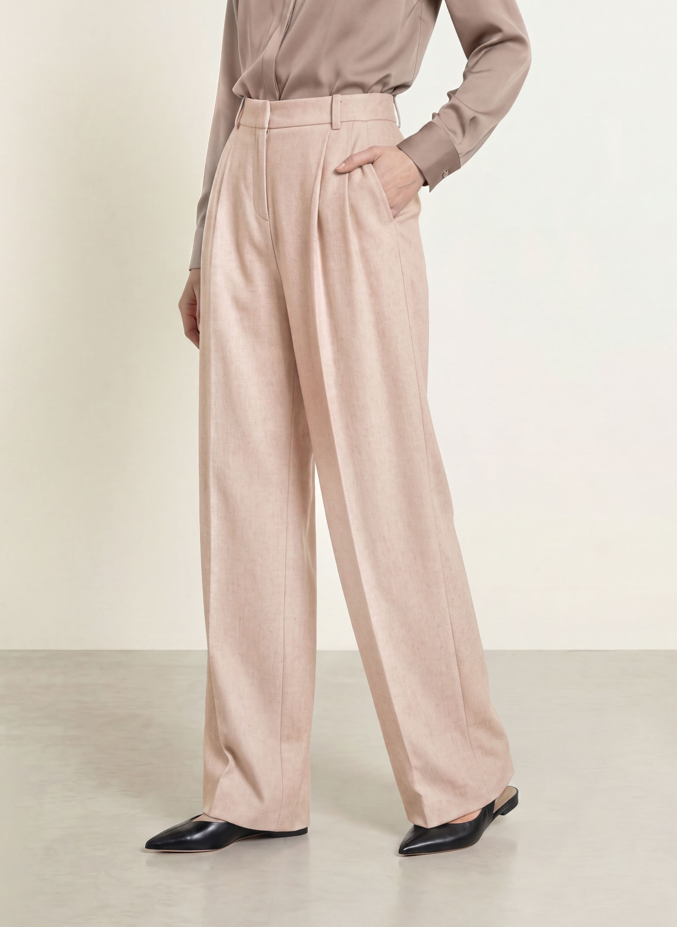 BOSS Marlenehose TIANA aus Flanell: HELLBRAUN
