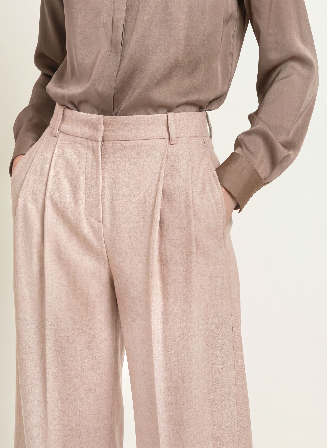 BOSS Marlenehose TIANA aus Flanell: HELLBRAUN