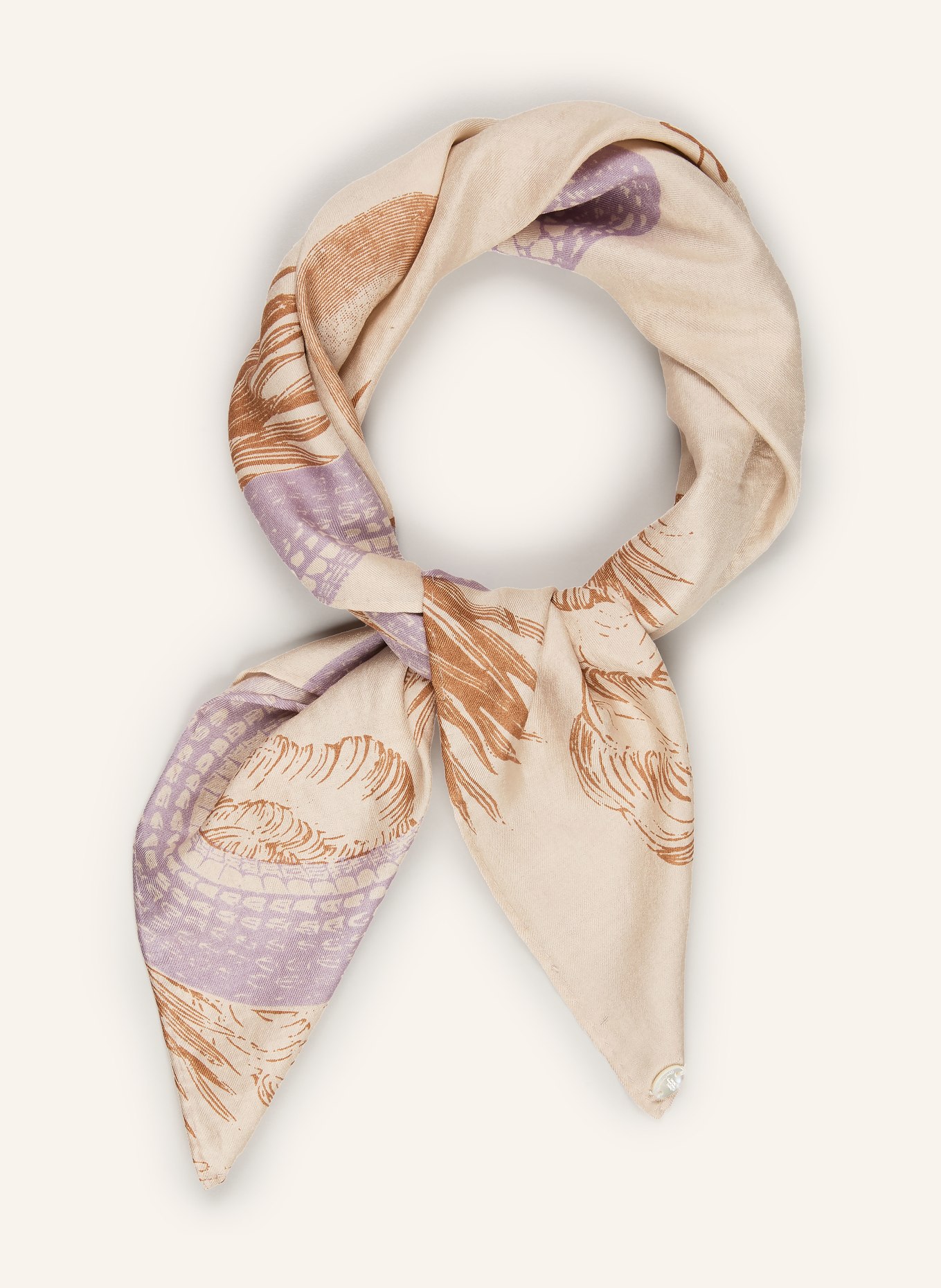 friendly hunting Zijden sjaal: BEIGE / COGNAC / LICHTPAARS