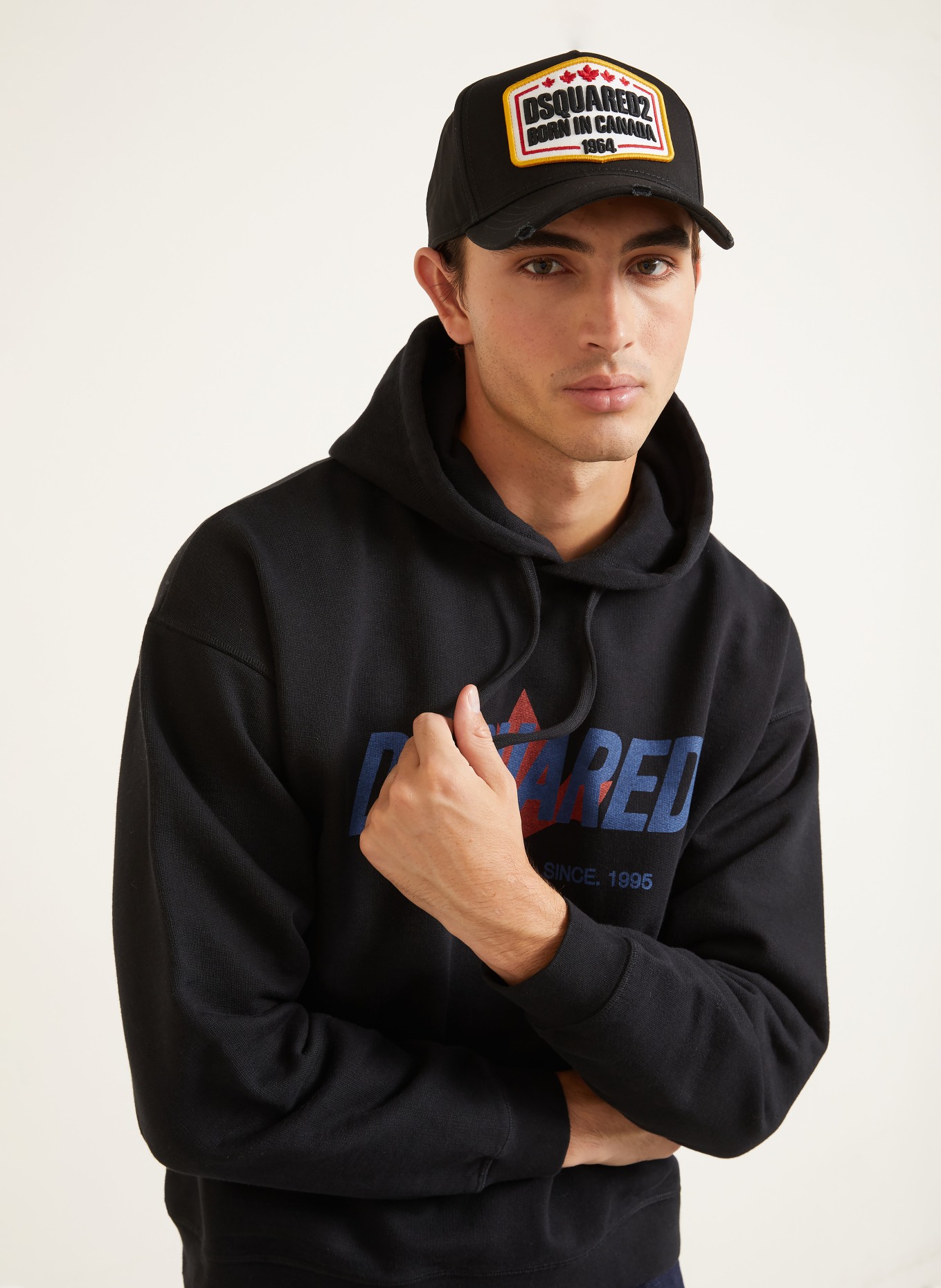 DSQUARED2 Hoodie: ZWART / ROOD / DONKERBLAUW