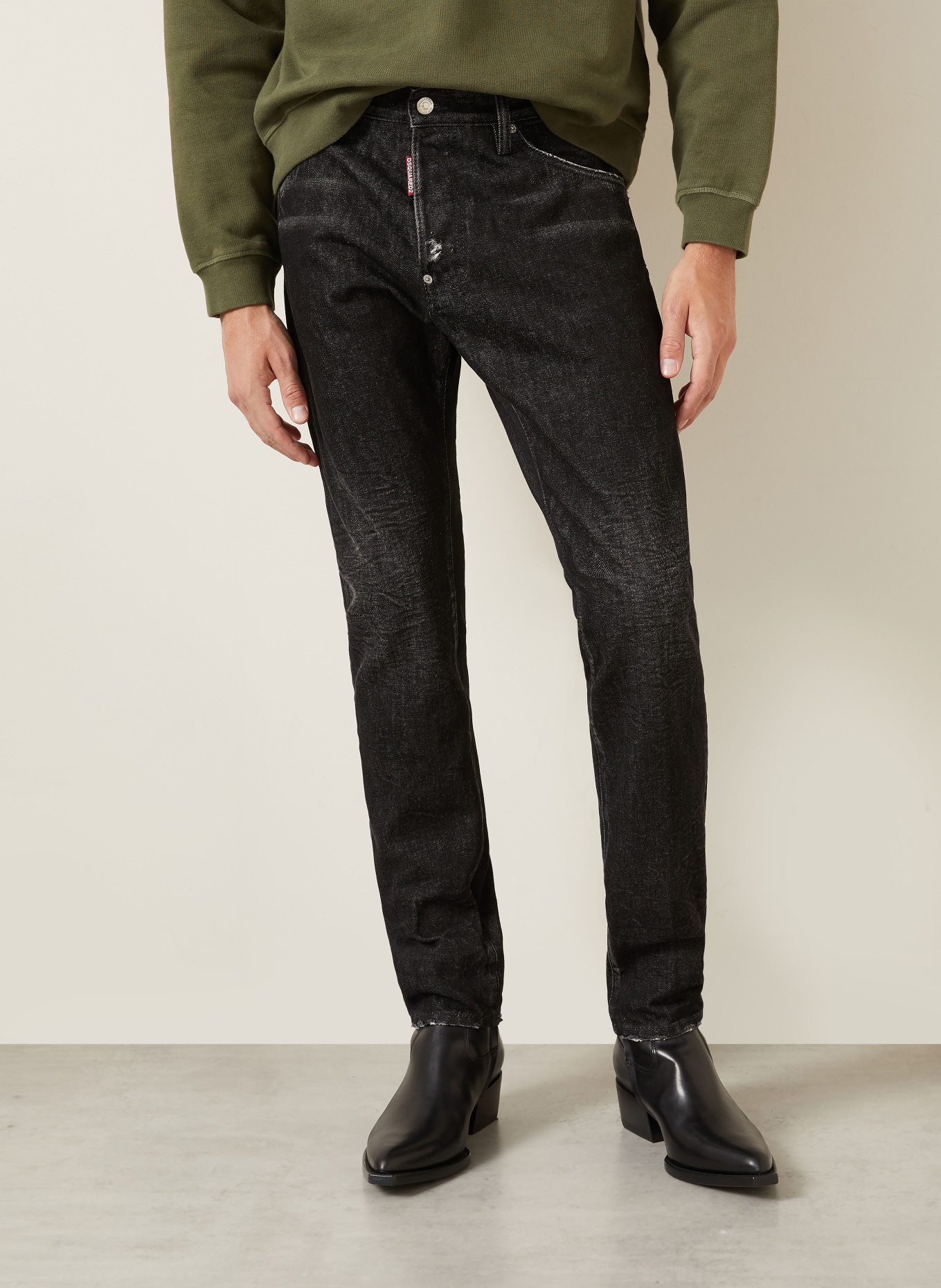 DSQUARED2 Destroyed jeans, extra slim fit: 900 BLACK
