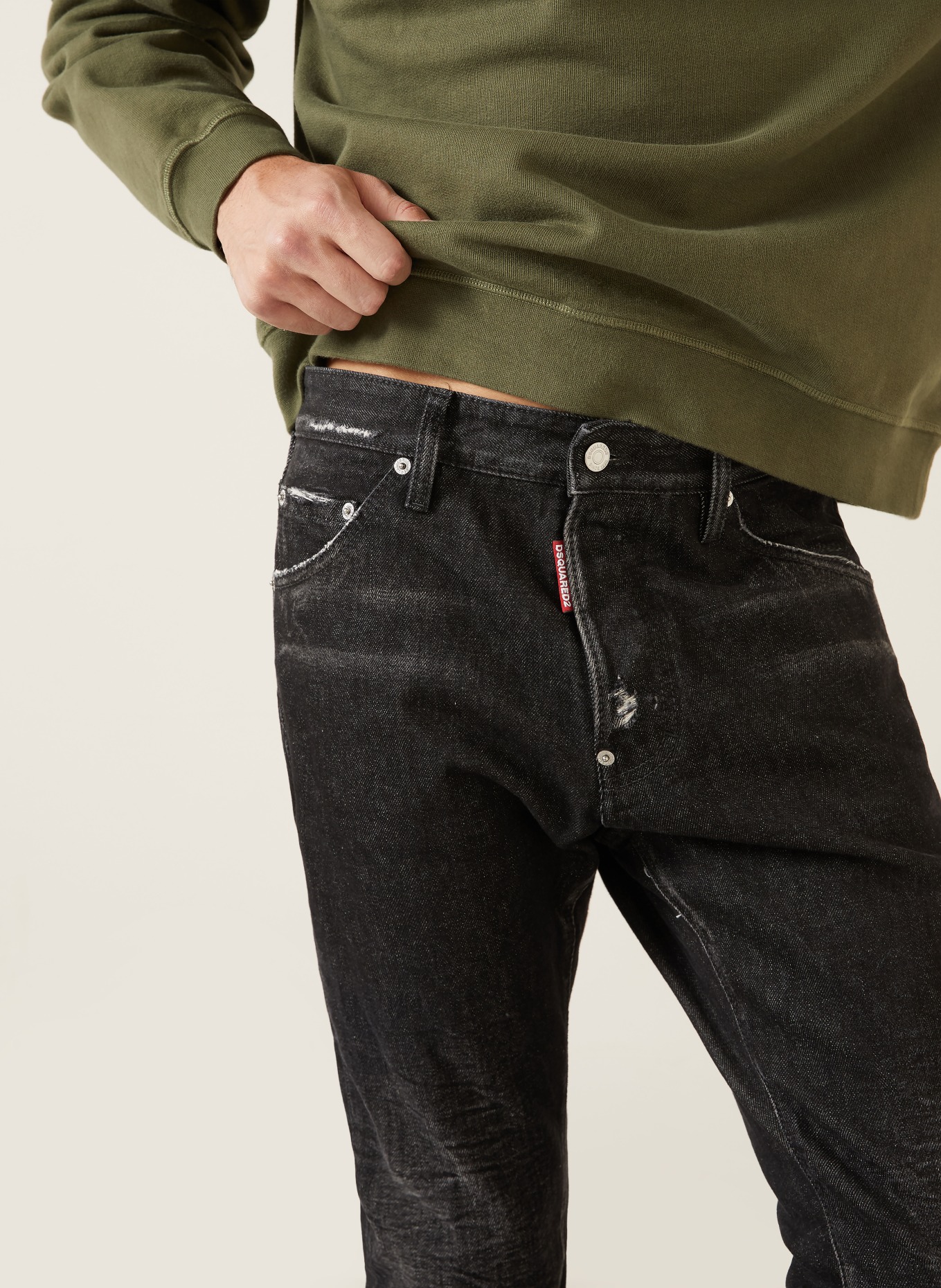 DSQUARED2 Destroyed jeans, extra slim fit: 900 BLACK