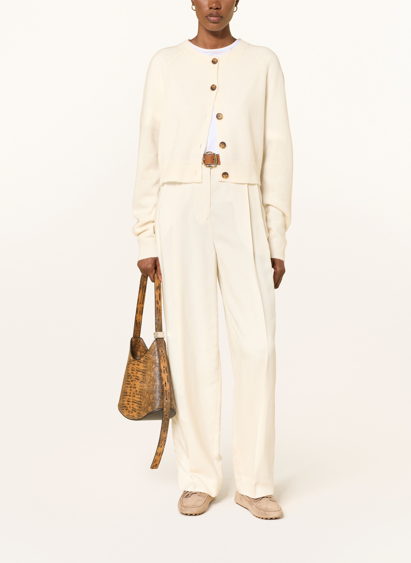 LOULOU DE SAISON HEIKE Cashmere Cardigan: CREAM