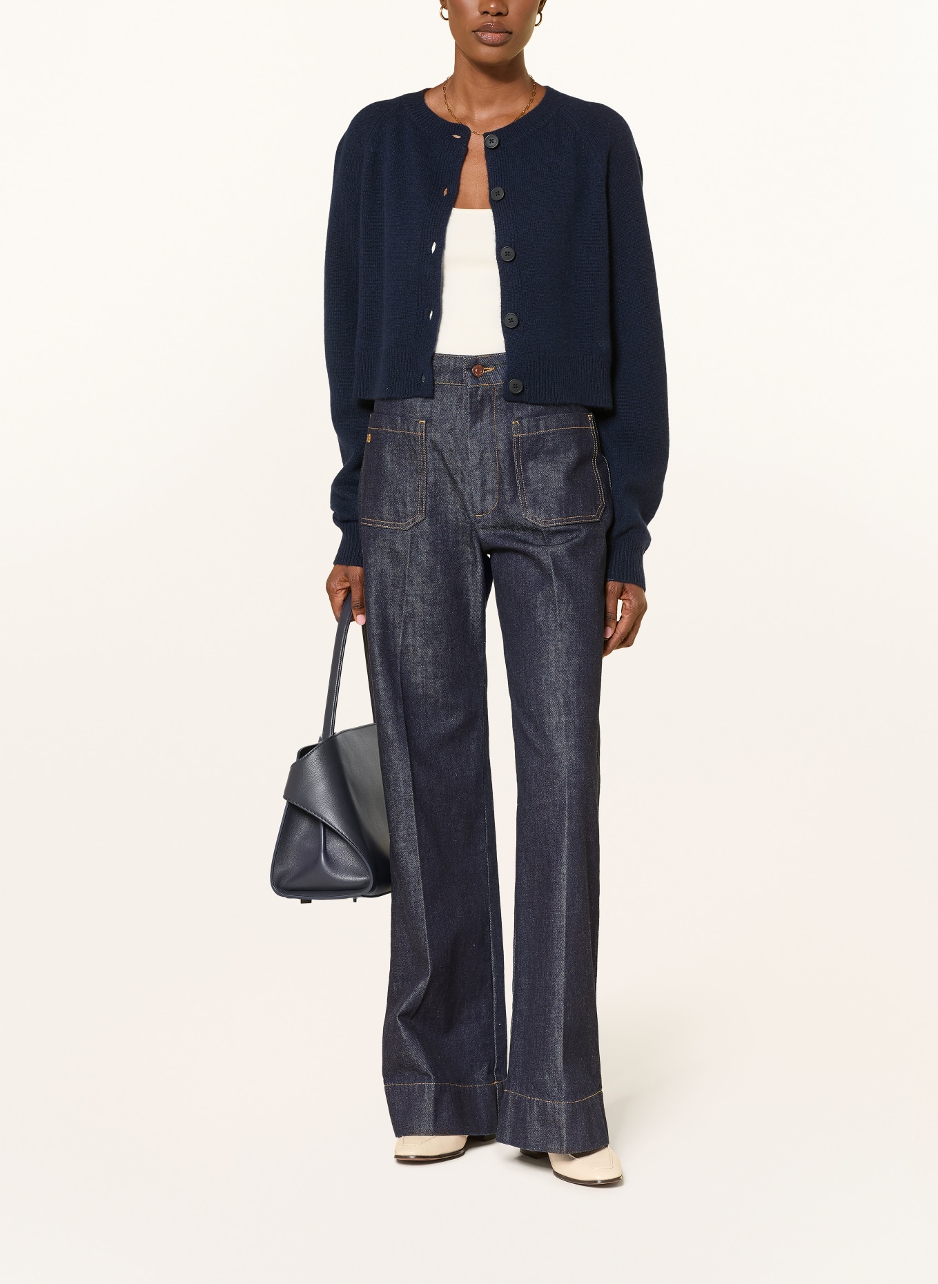LOULOU DE SAISON HEIKE Cashmere Cardigan: DARK BLUE