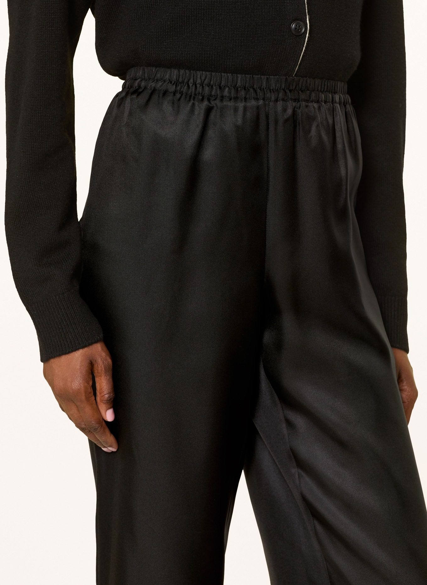 LOULOU DE SAISON ALERA Silk Pants: BLACK