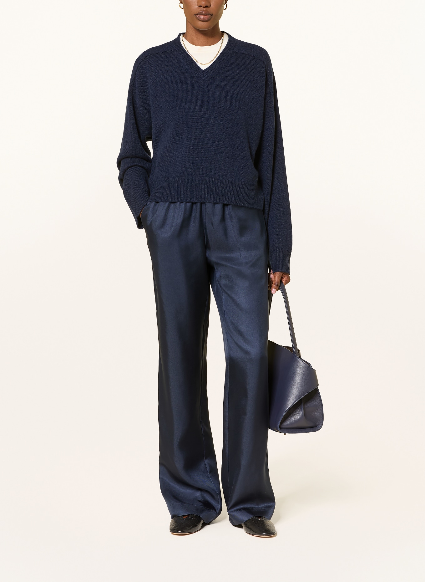 LOULOU DE SAISON ALERA Silk Pants: DARK BLUE