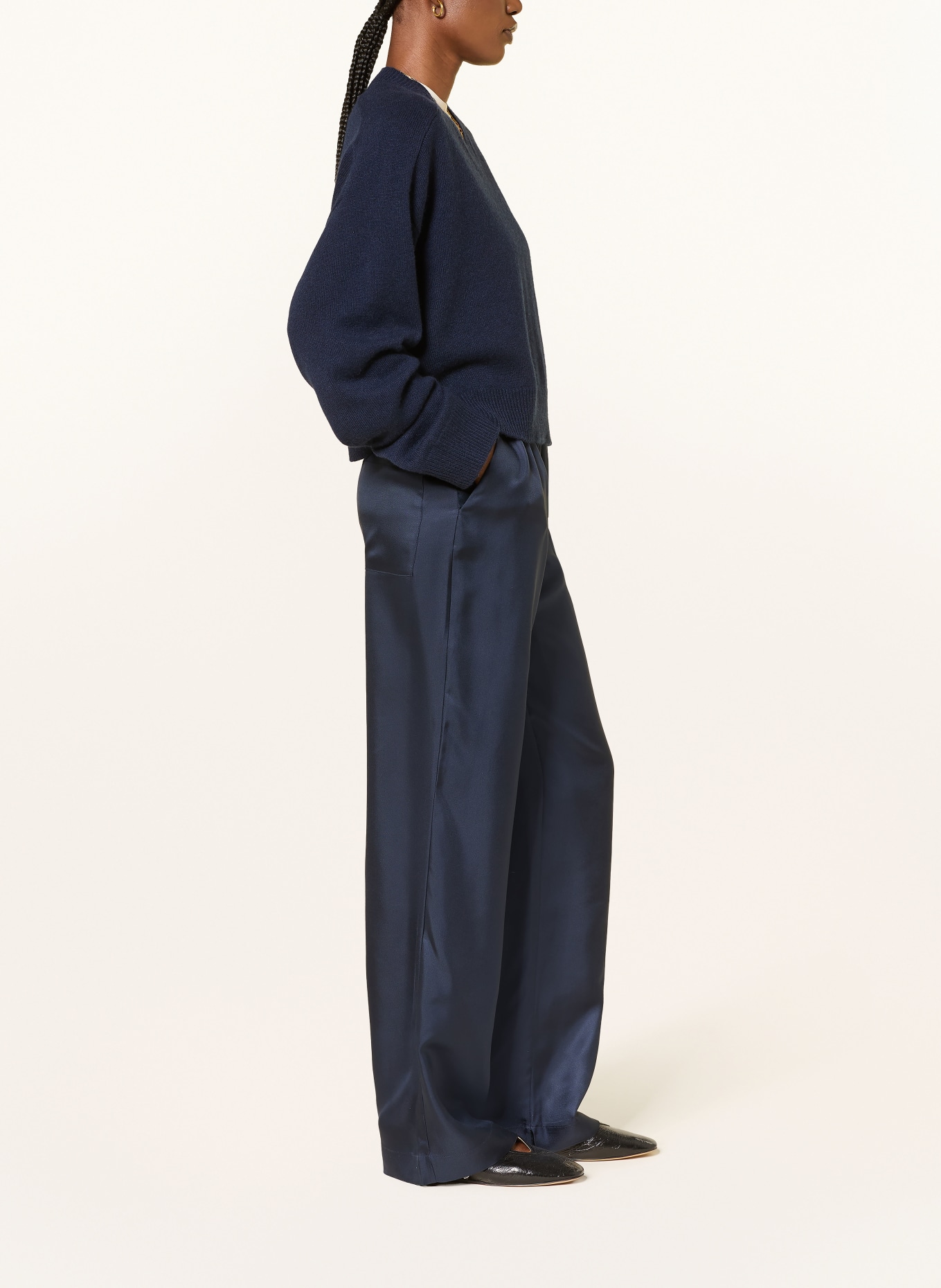 LOULOU DE SAISON ALERA Silk Pants: DARK BLUE
