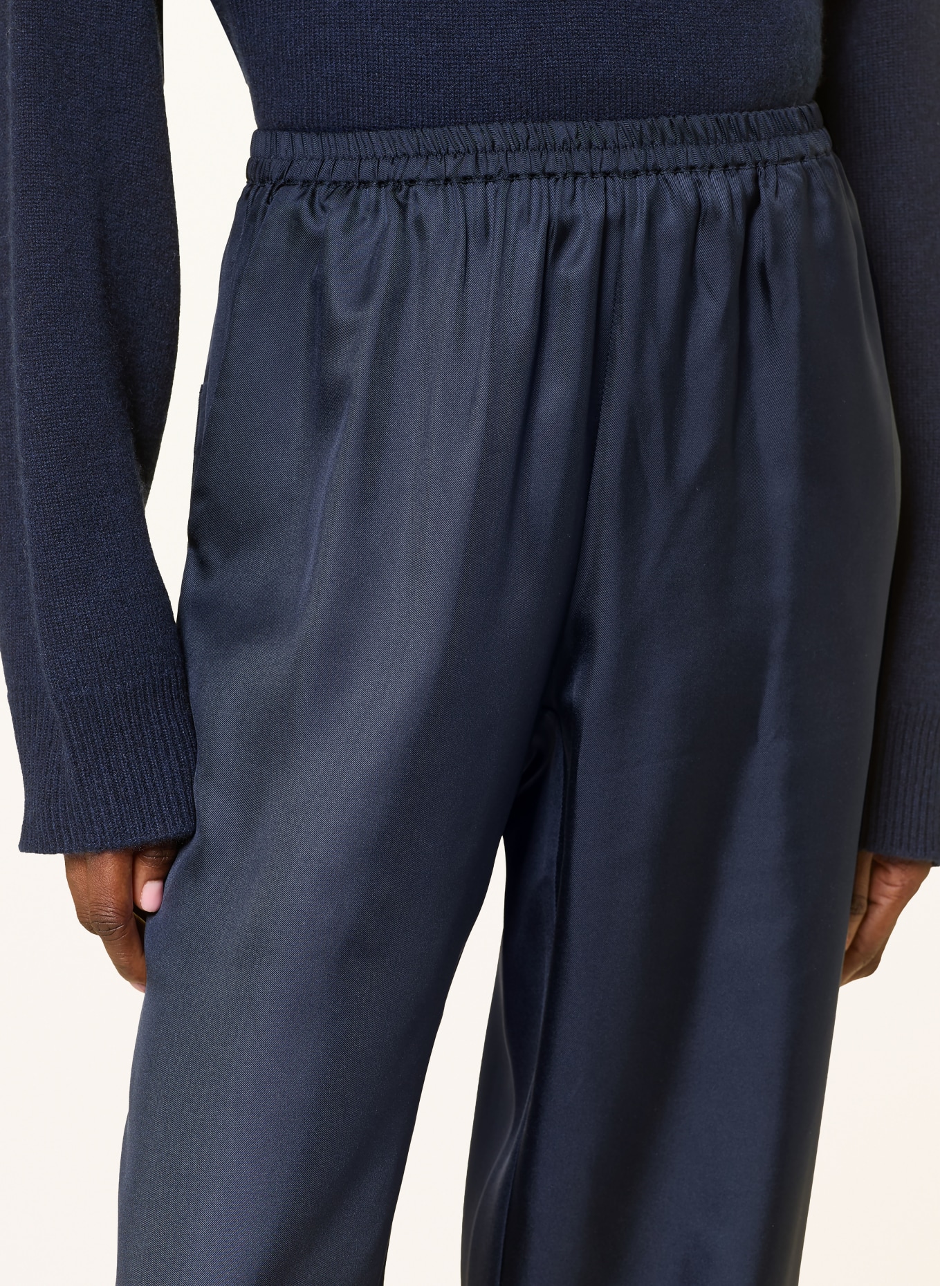 LOULOU DE SAISON ALERA Silk Pants: DARK BLUE