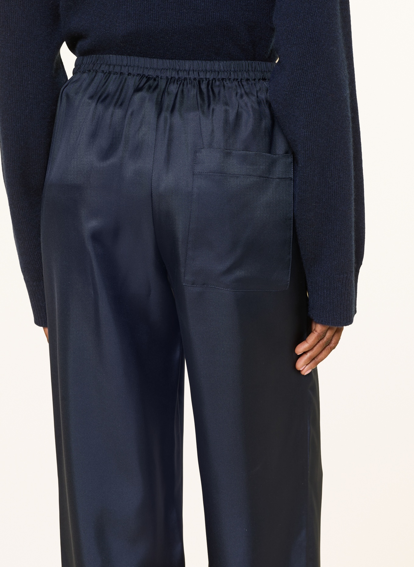 LOULOU DE SAISON ALERA Silk Pants: DARK BLUE