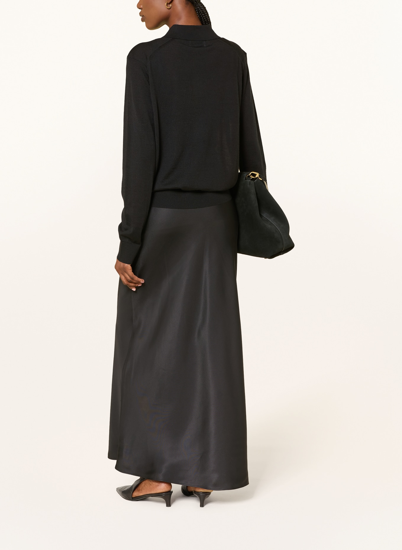 LOULOU DE SAISON ELI Silk Skirt: BLACK