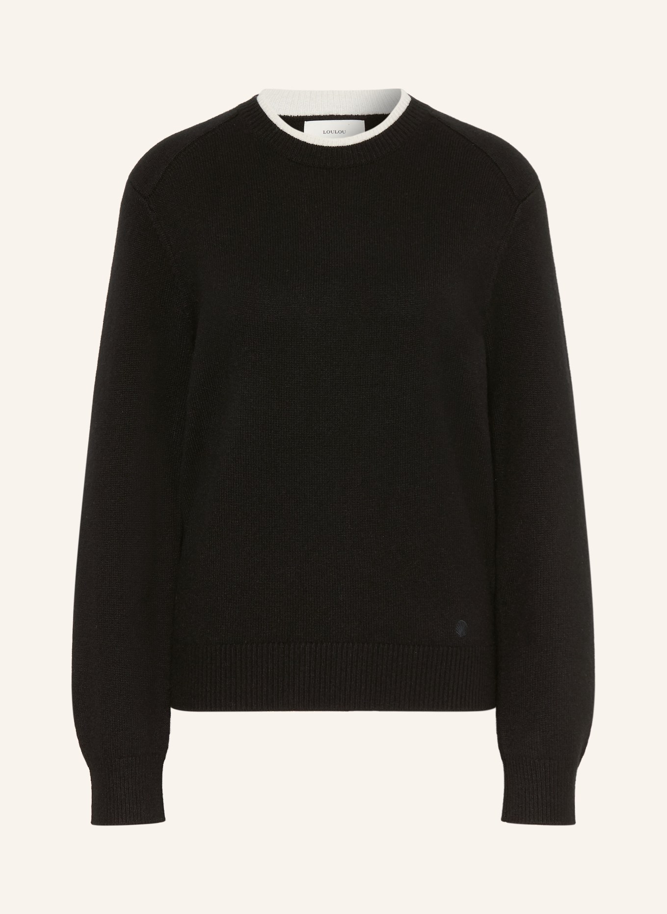 LOULOU DE SAISON OTIS Cashmere Sweater: BLACK / WHITE