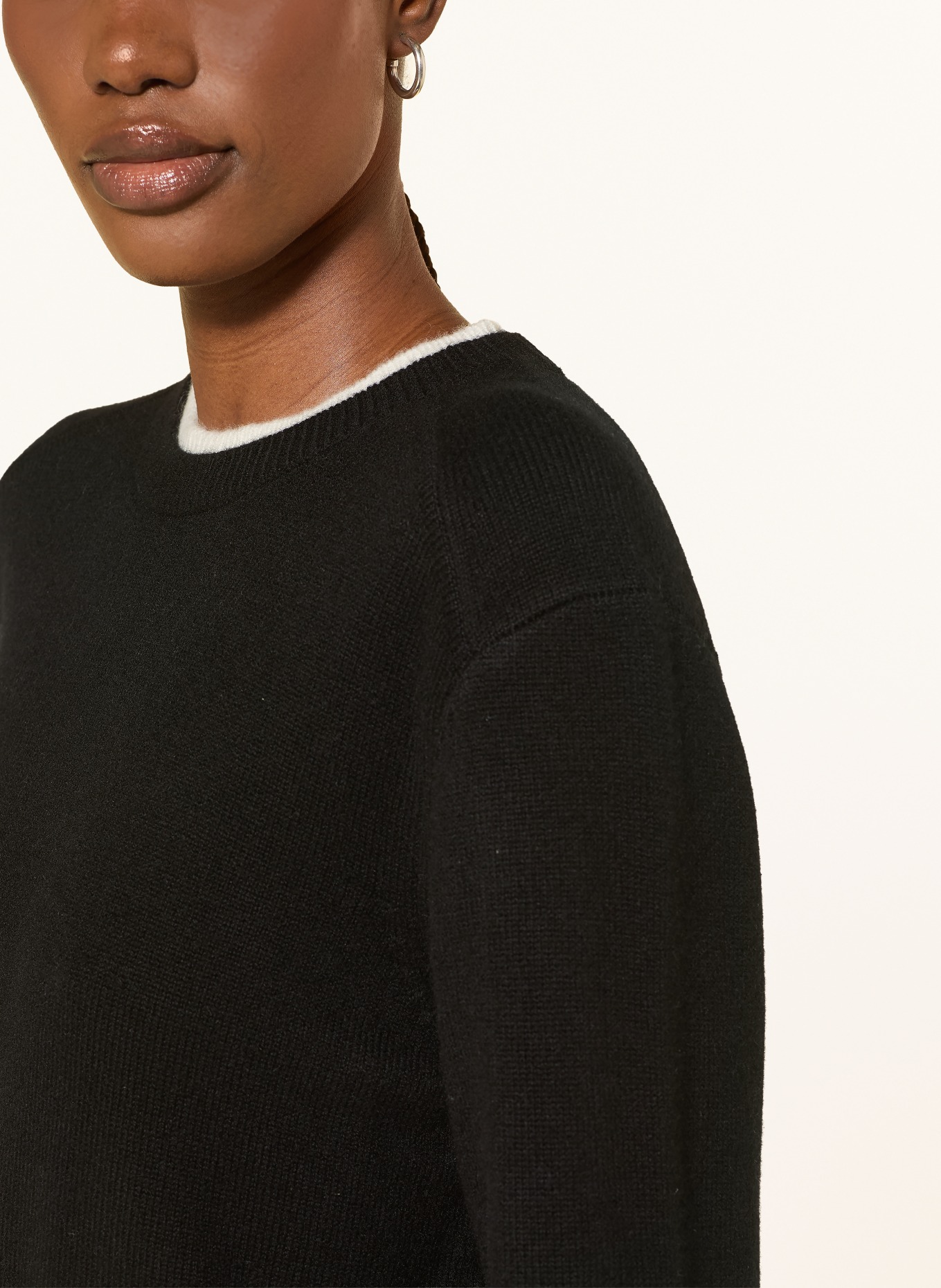 LOULOU DE SAISON OTIS Cashmere Sweater: BLACK / WHITE