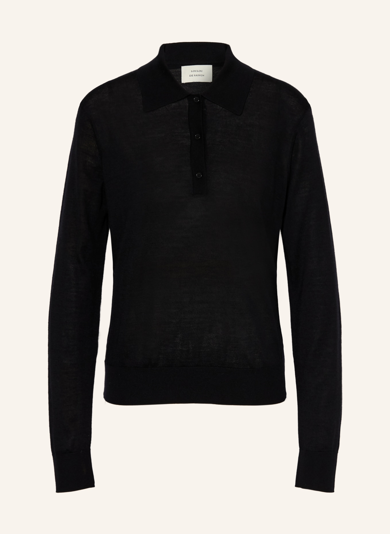 LOULOU DE SAISON MILES Knit Cashmere Polo Shirt: BLACK