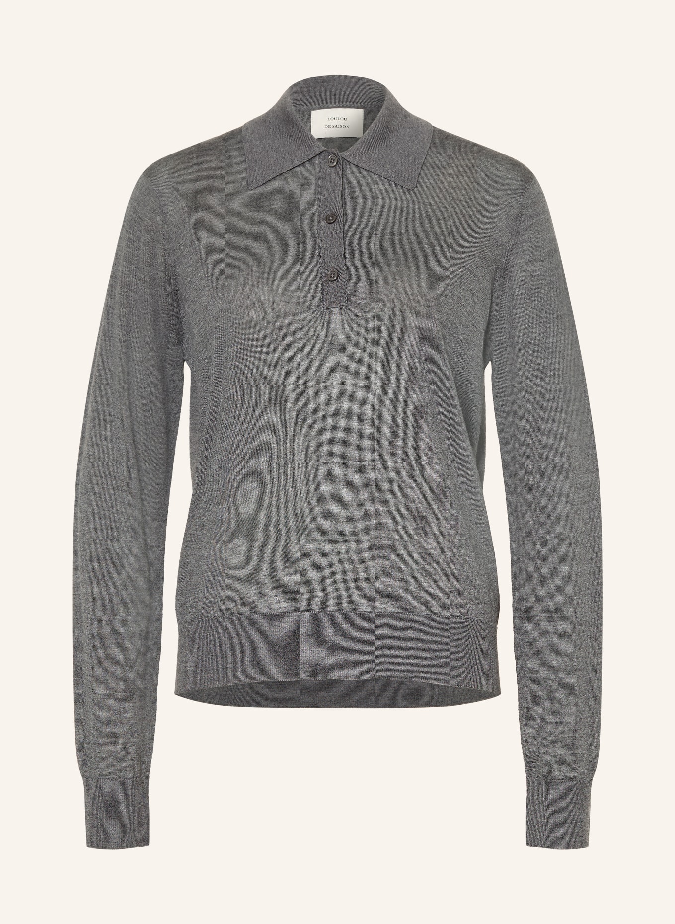 LOULOU DE SAISON MILES Knit Cashmere Polo Shirt: GRAY
