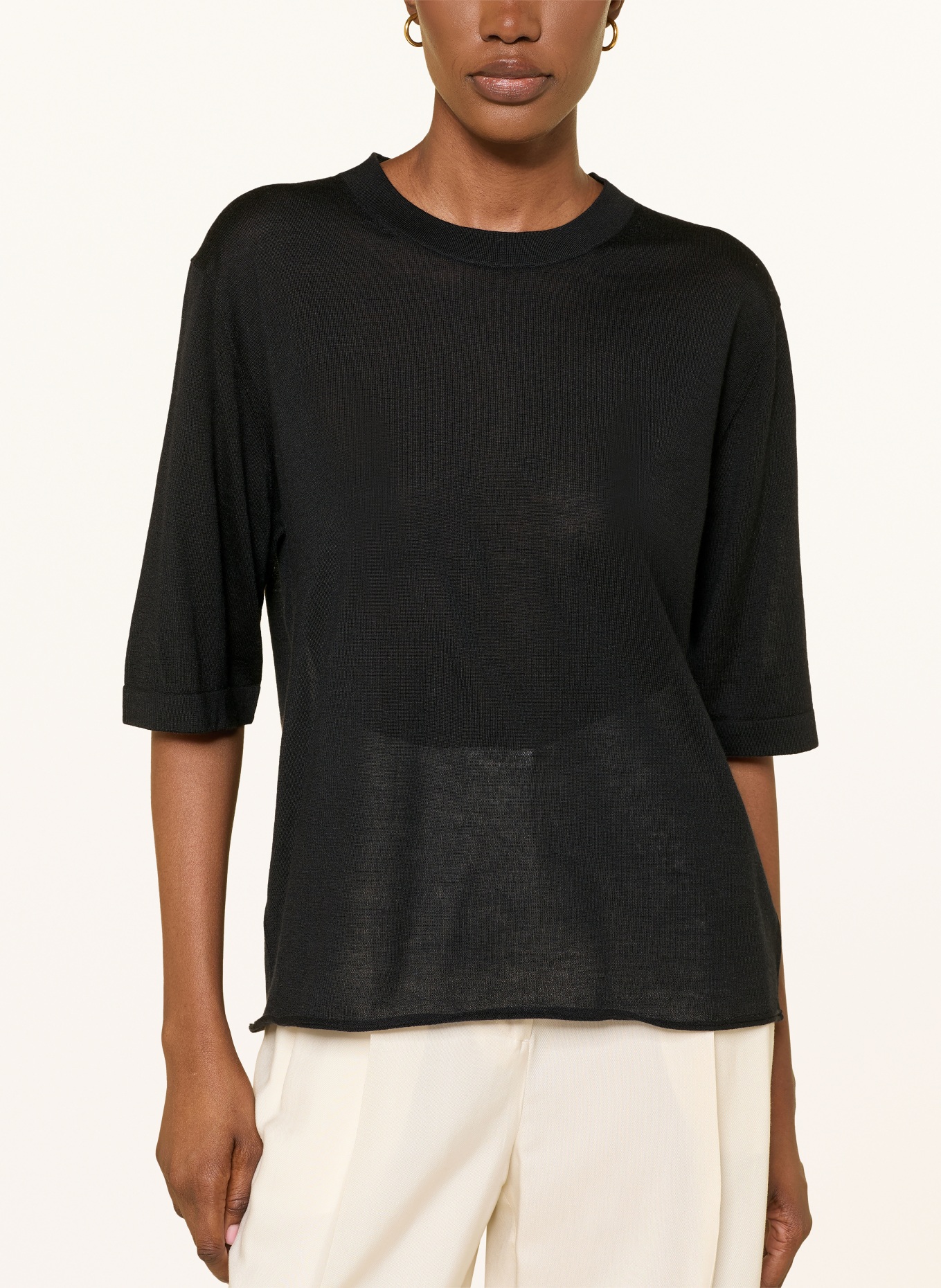 LOULOU DE SAISON NALA LDS Cashmere Knit Shirt: BLACK