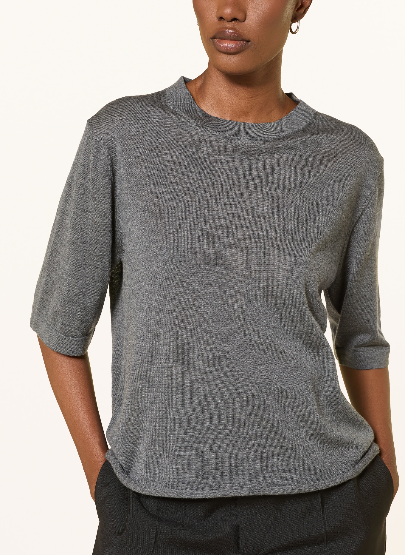 LOULOU DE SAISON NALA LDS Cashmere Knit Shirt: DARK GRAY