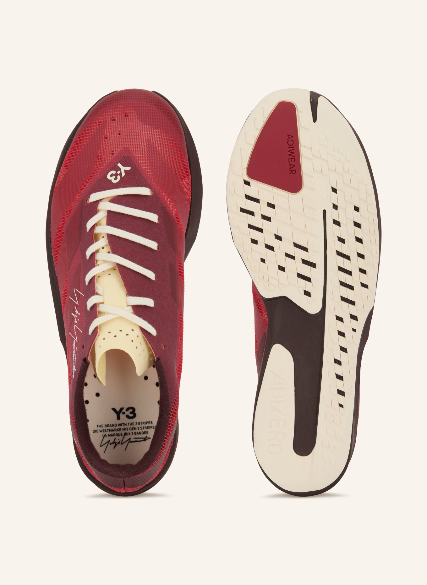 Y-3 Laufschuhe Y-3 ADIZERO RC6: DUNKELROT / CREME