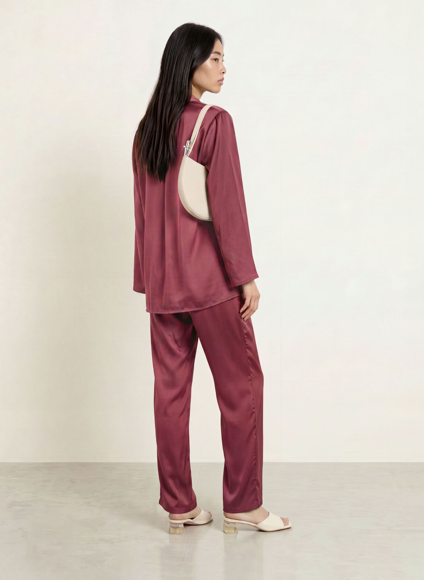 Stylein Satijnen broek MEIKE: DONKERROOD