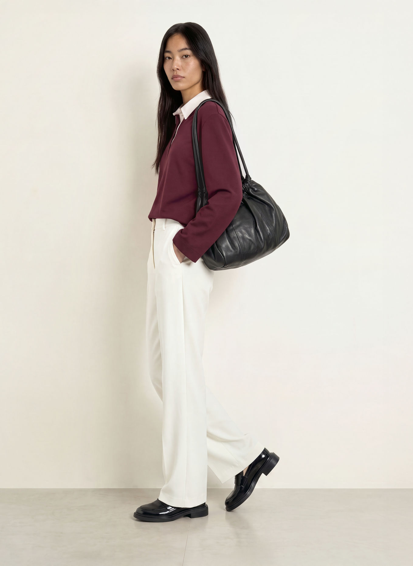 Stylein Jersey-Poloshirt JANELLE: DUNKELROT / WEISS