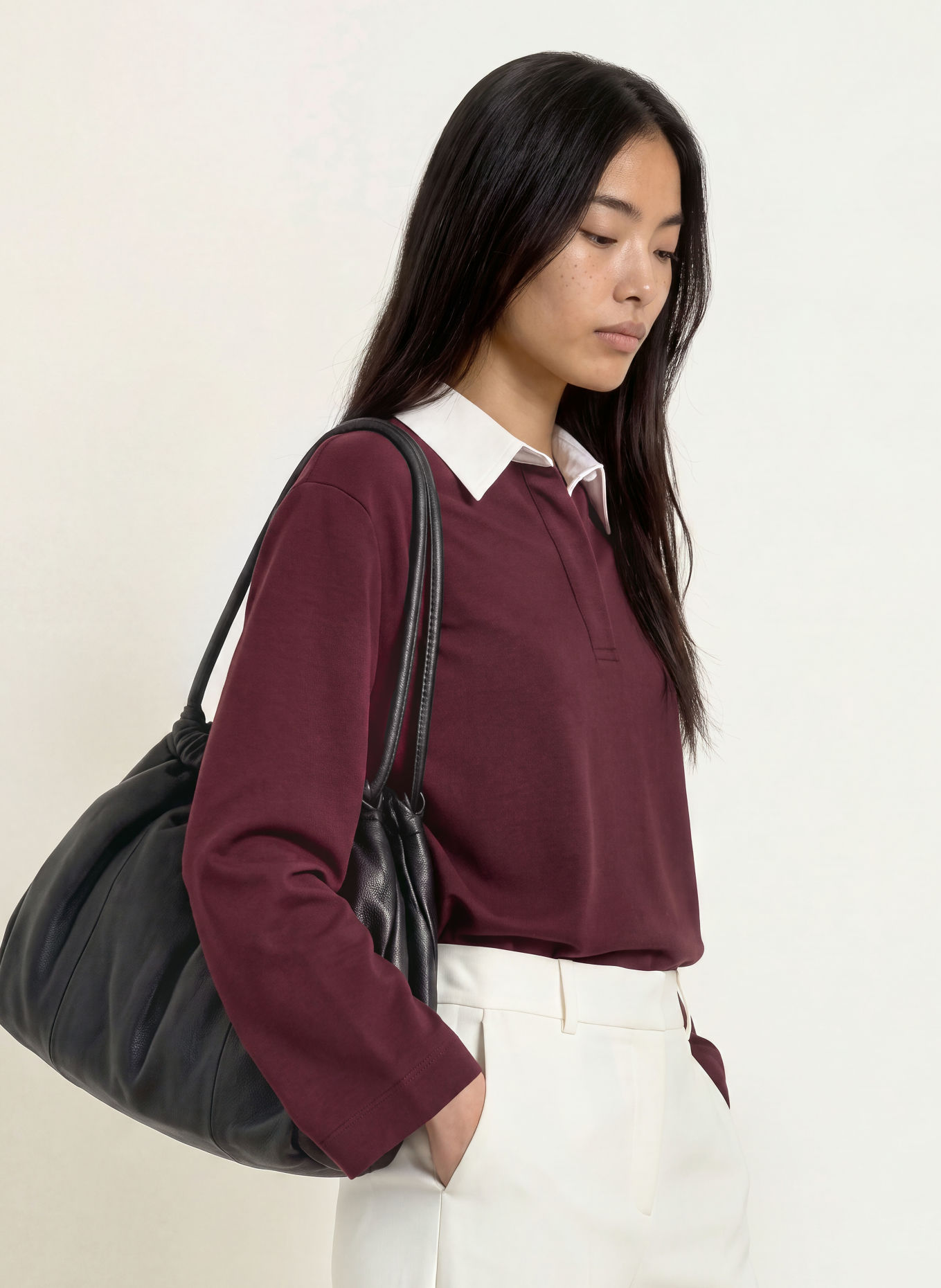 Stylein Jersey-Poloshirt JANELLE: DUNKELROT / WEISS