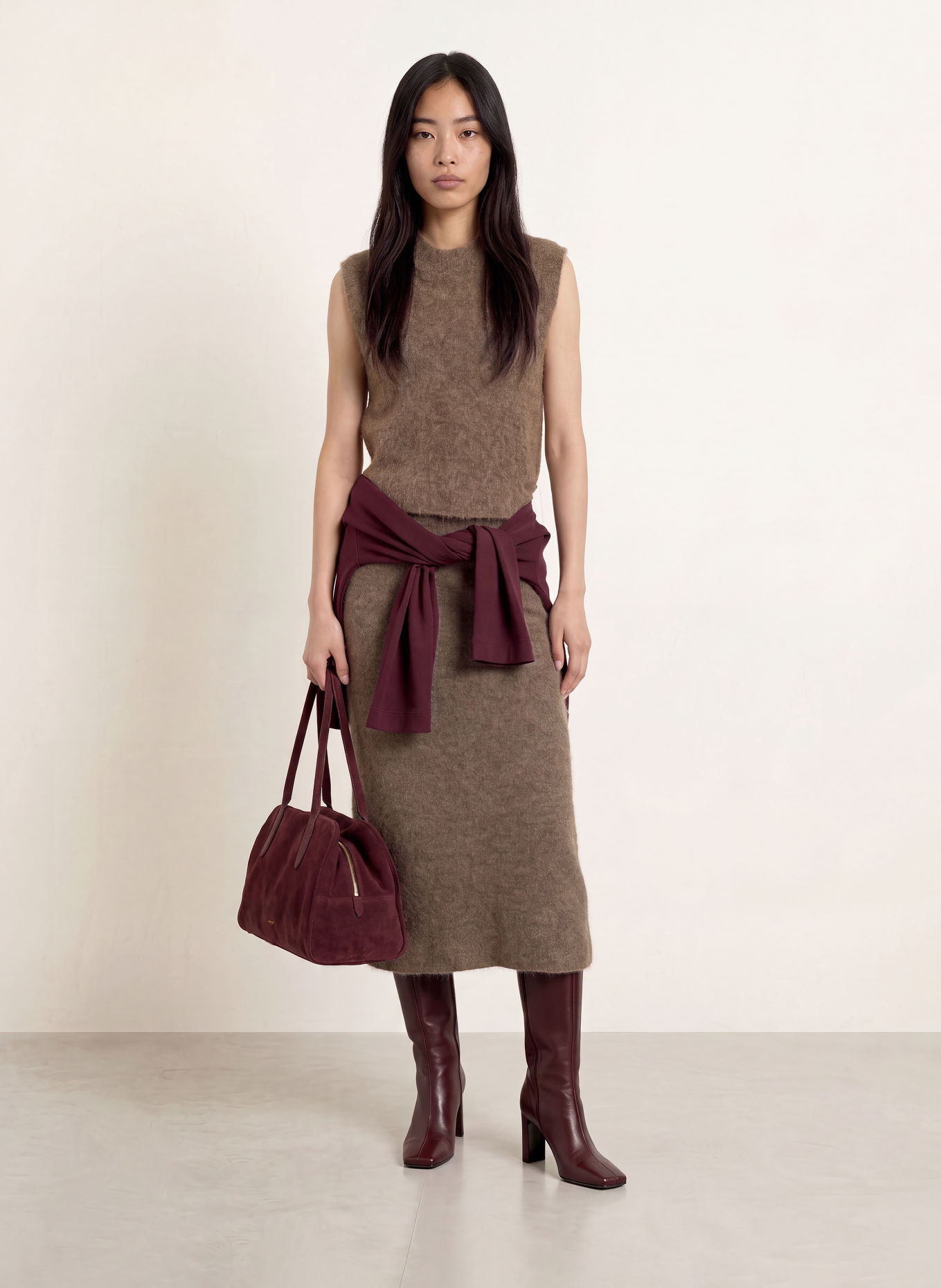 Stylein Sweter z dzianiny NELLIE z moherem: BRĄZOWY