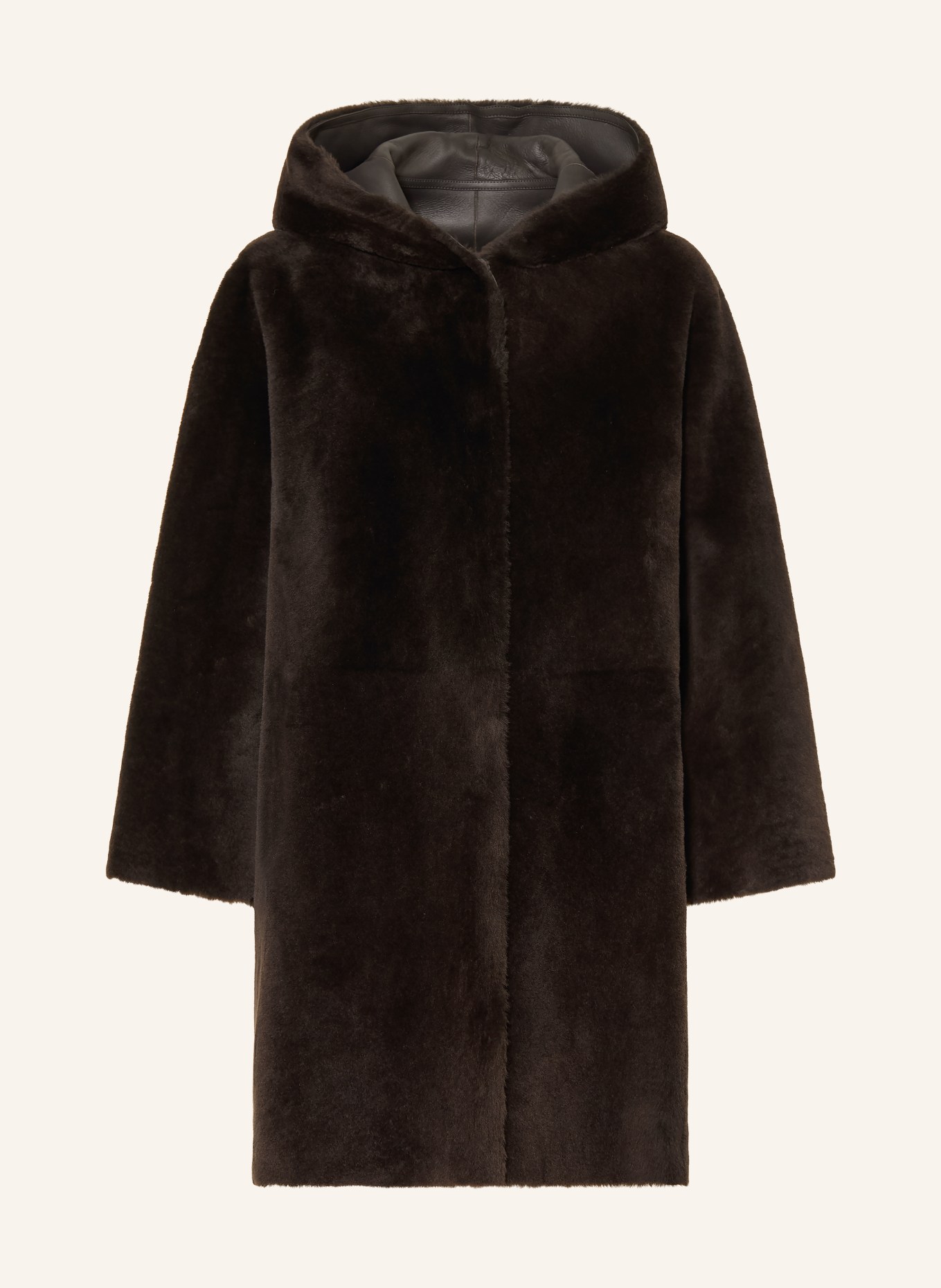 manzoni 24 Reversible leather coat: DARK BROWN