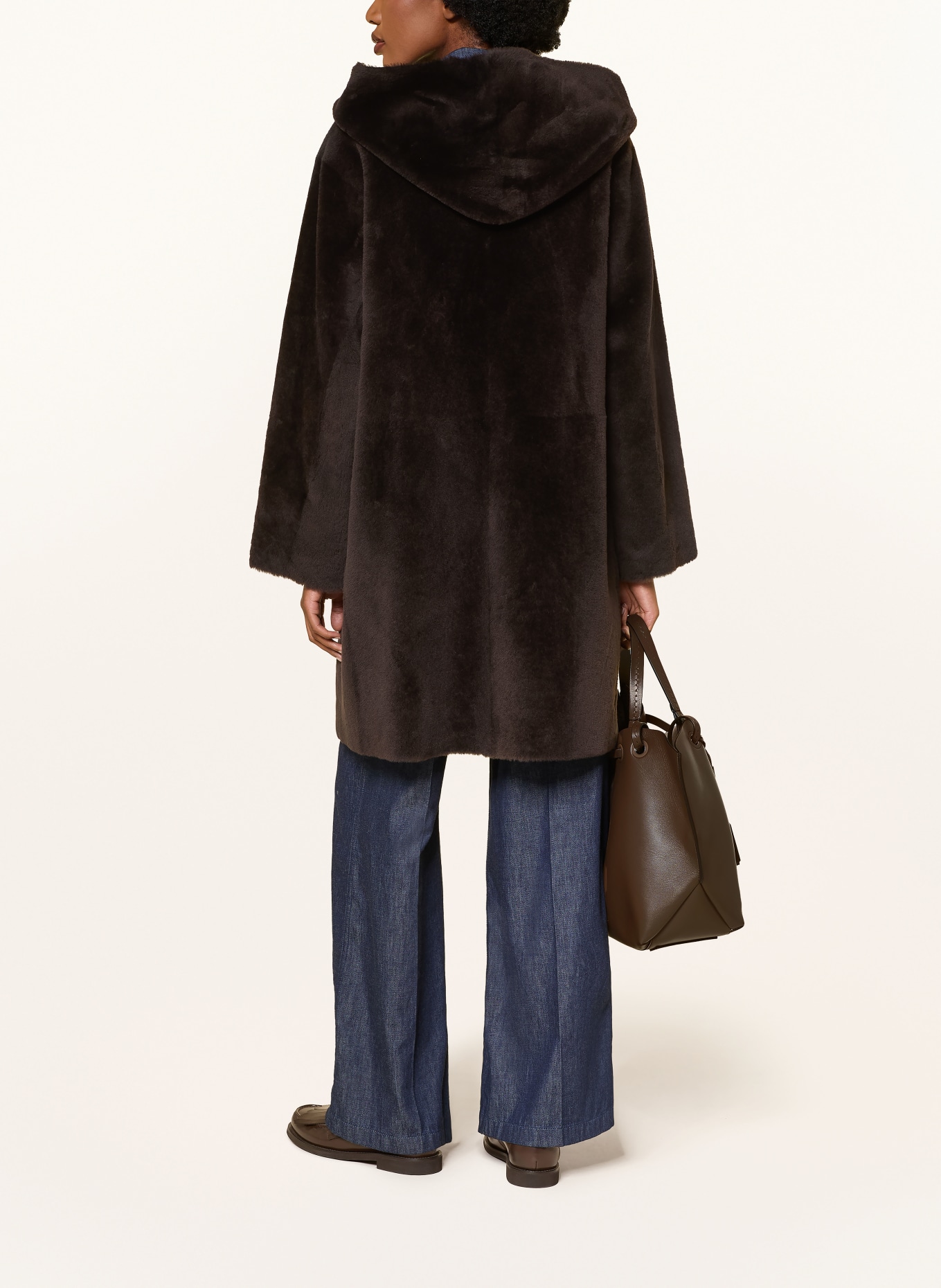 manzoni 24 Reversible leather coat: DARK BROWN