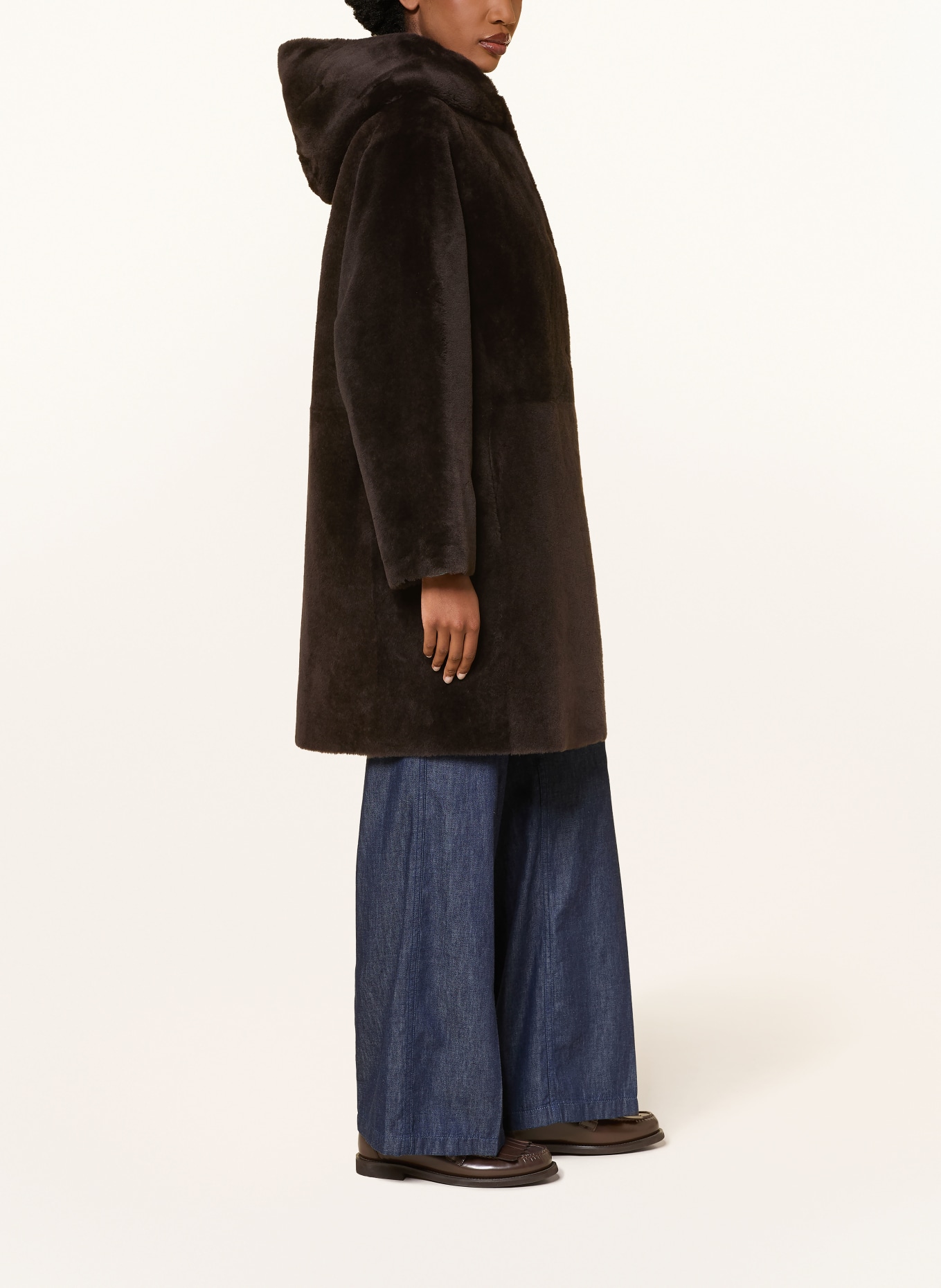 manzoni 24 Reversible leather coat: DARK BROWN