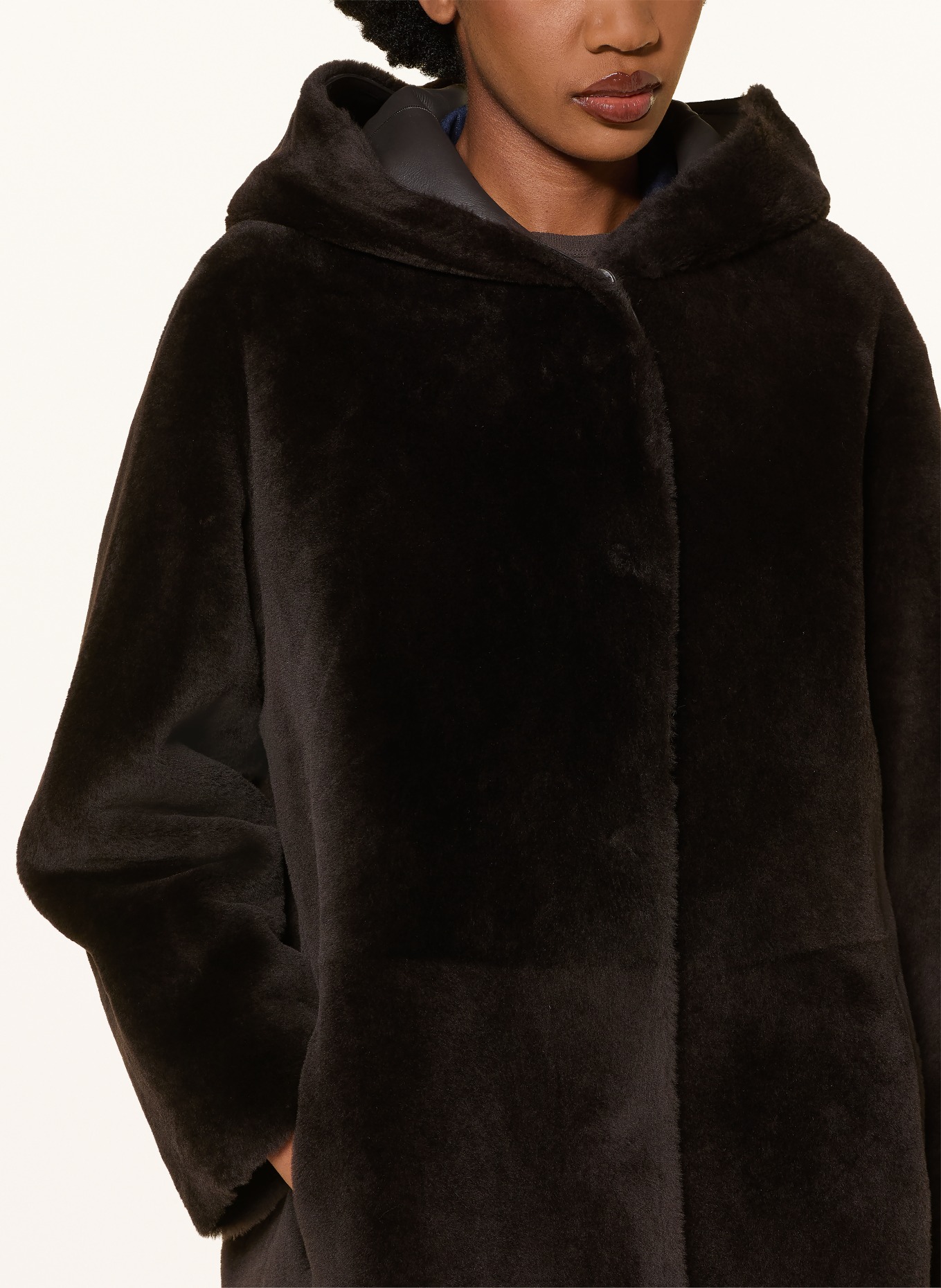 manzoni 24 Reversible leather coat: DARK BROWN