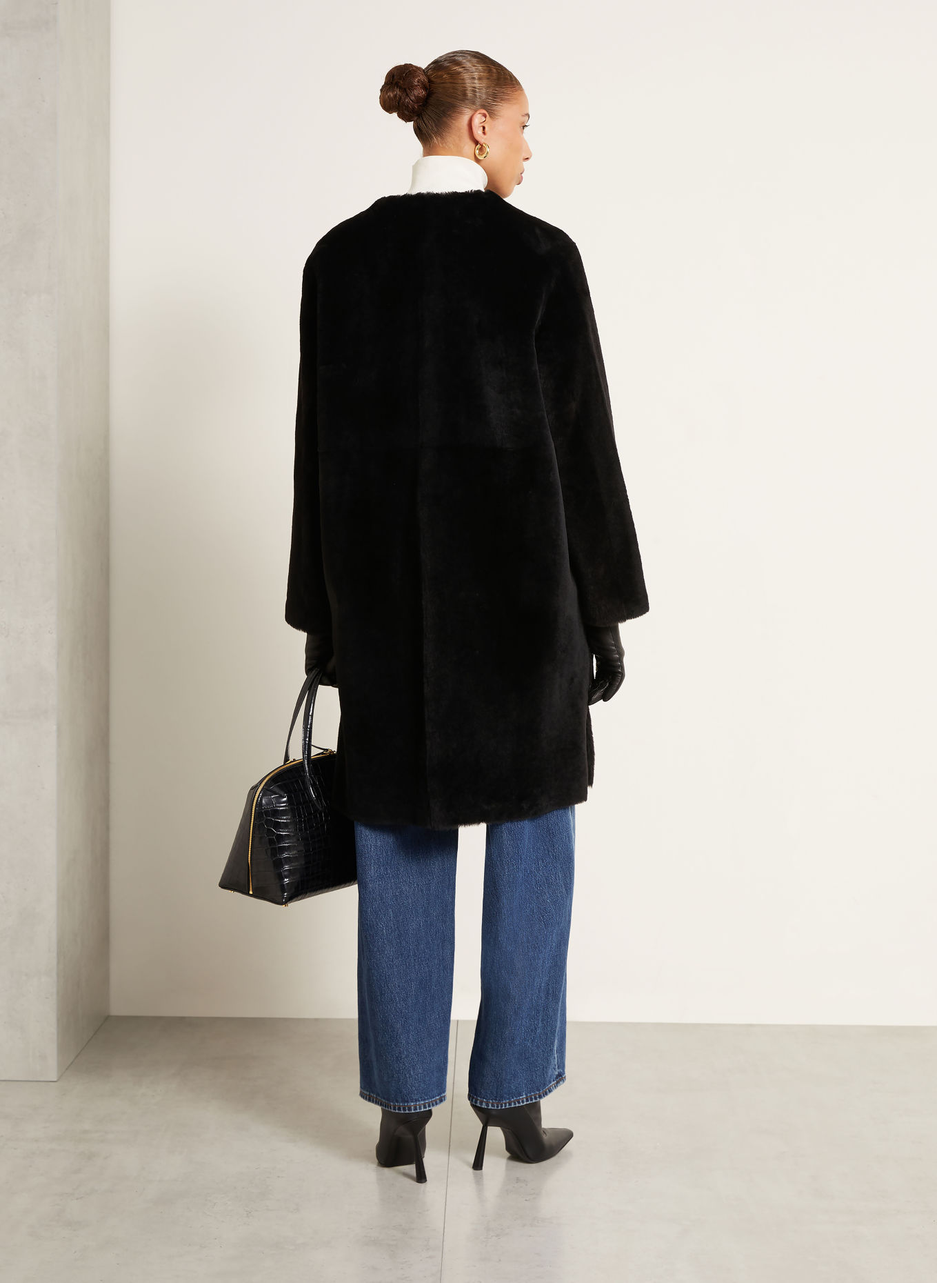 manzoni 24 Reversible leather coat: BLACK