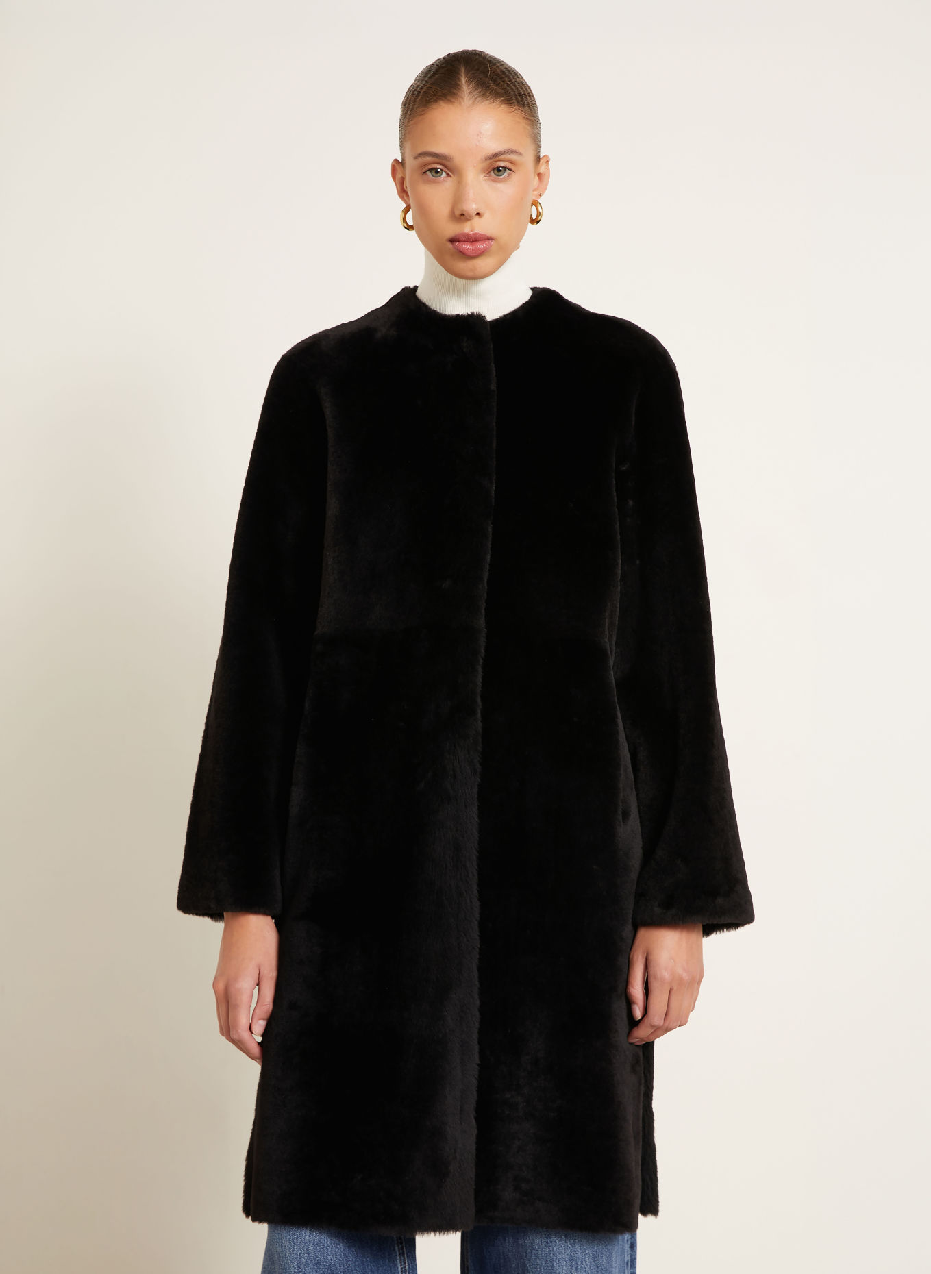 manzoni 24 Reversible leather coat: BLACK