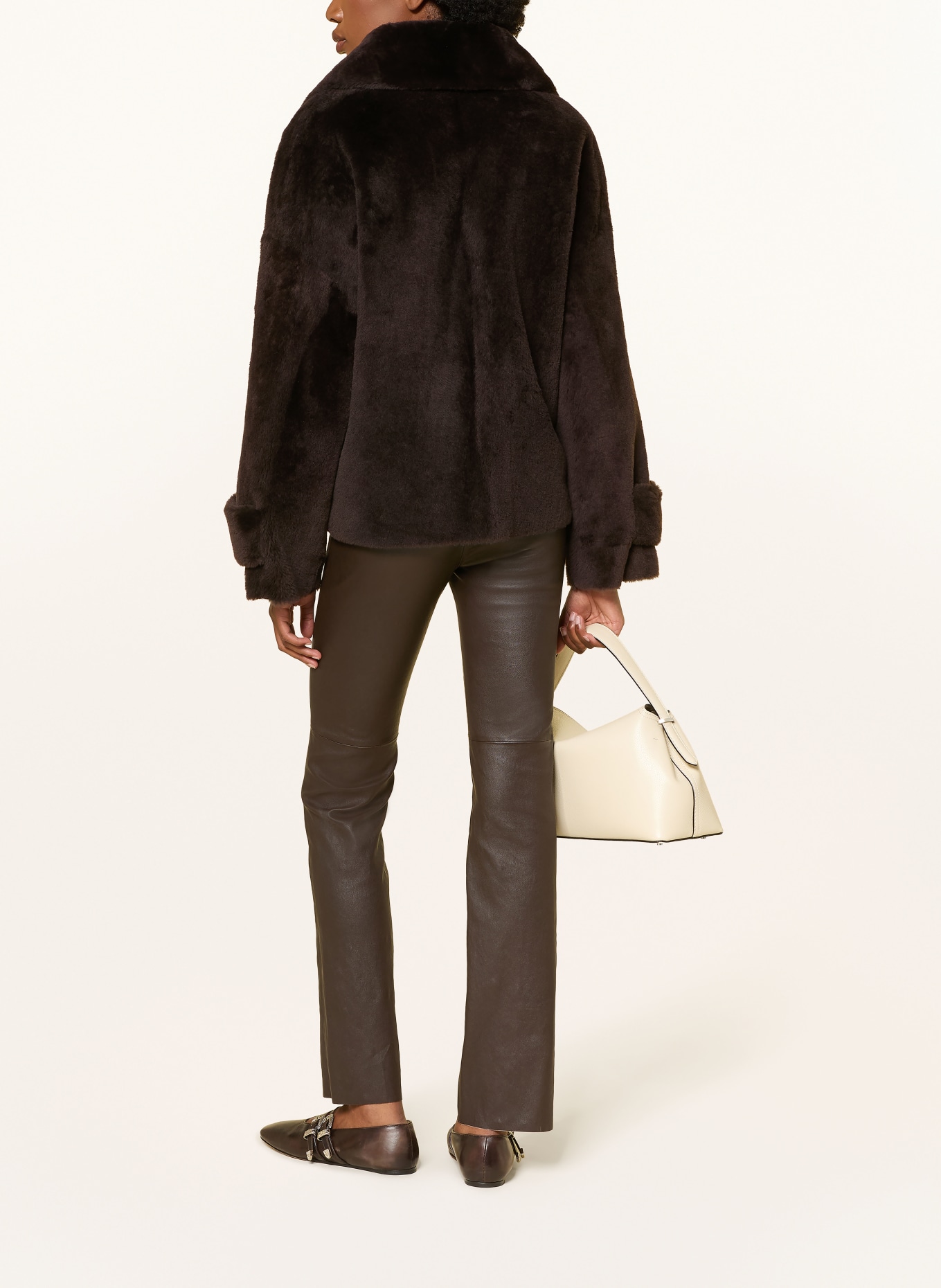 manzoni 24 Reversible leather jacket: DARK BROWN