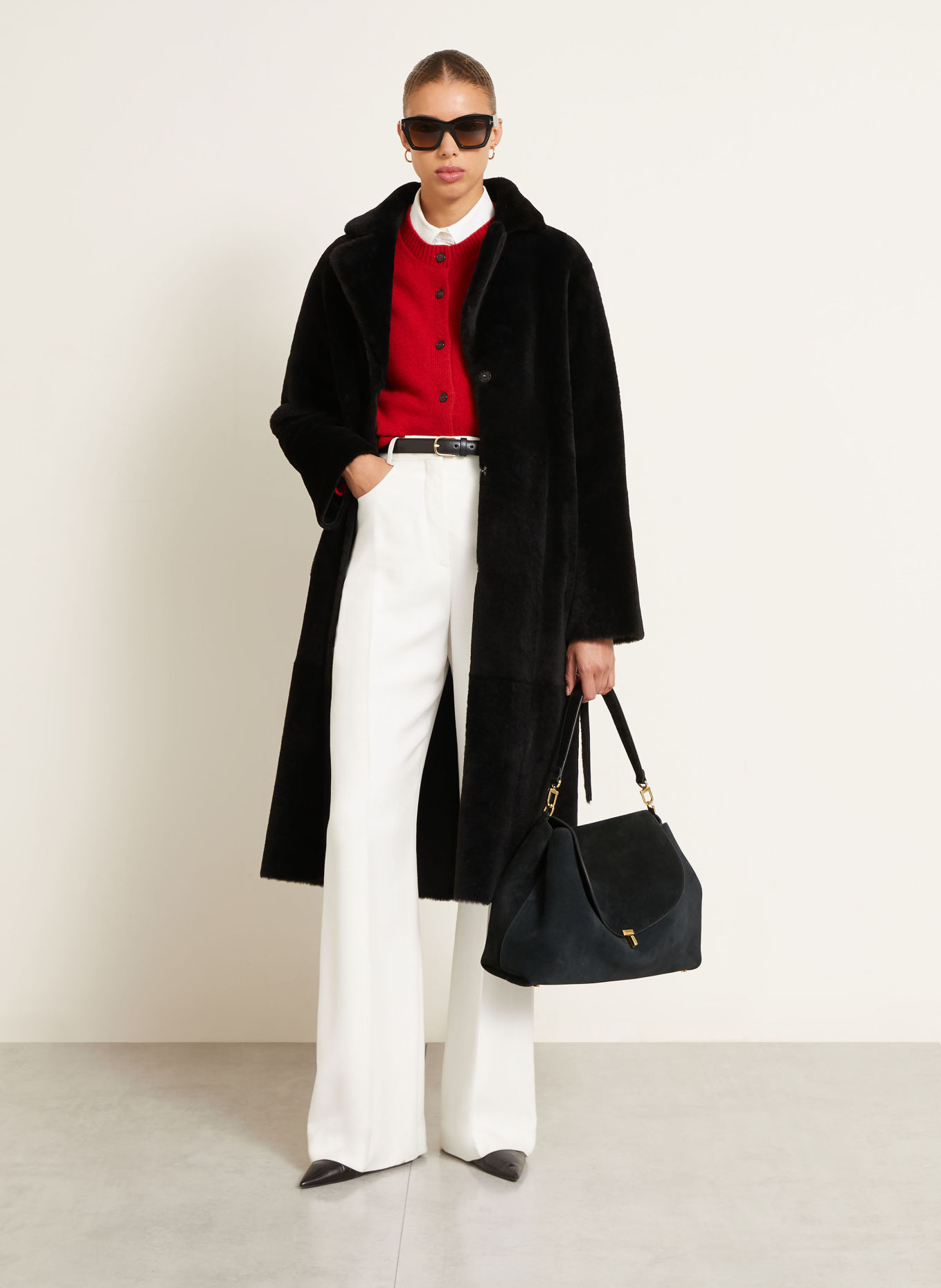 manzoni 24 Reversible leather coat: BLACK