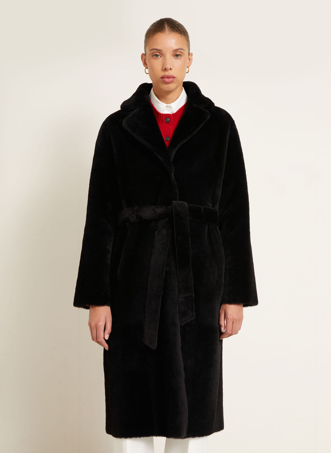 manzoni 24 Reversible leather coat: BLACK