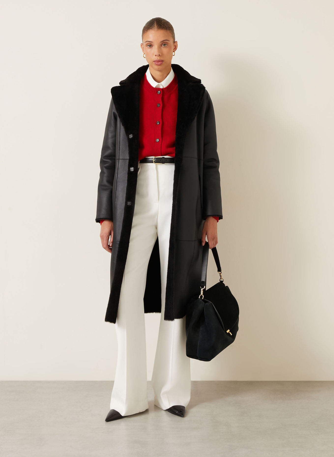 manzoni 24 Reversible leather coat: BLACK